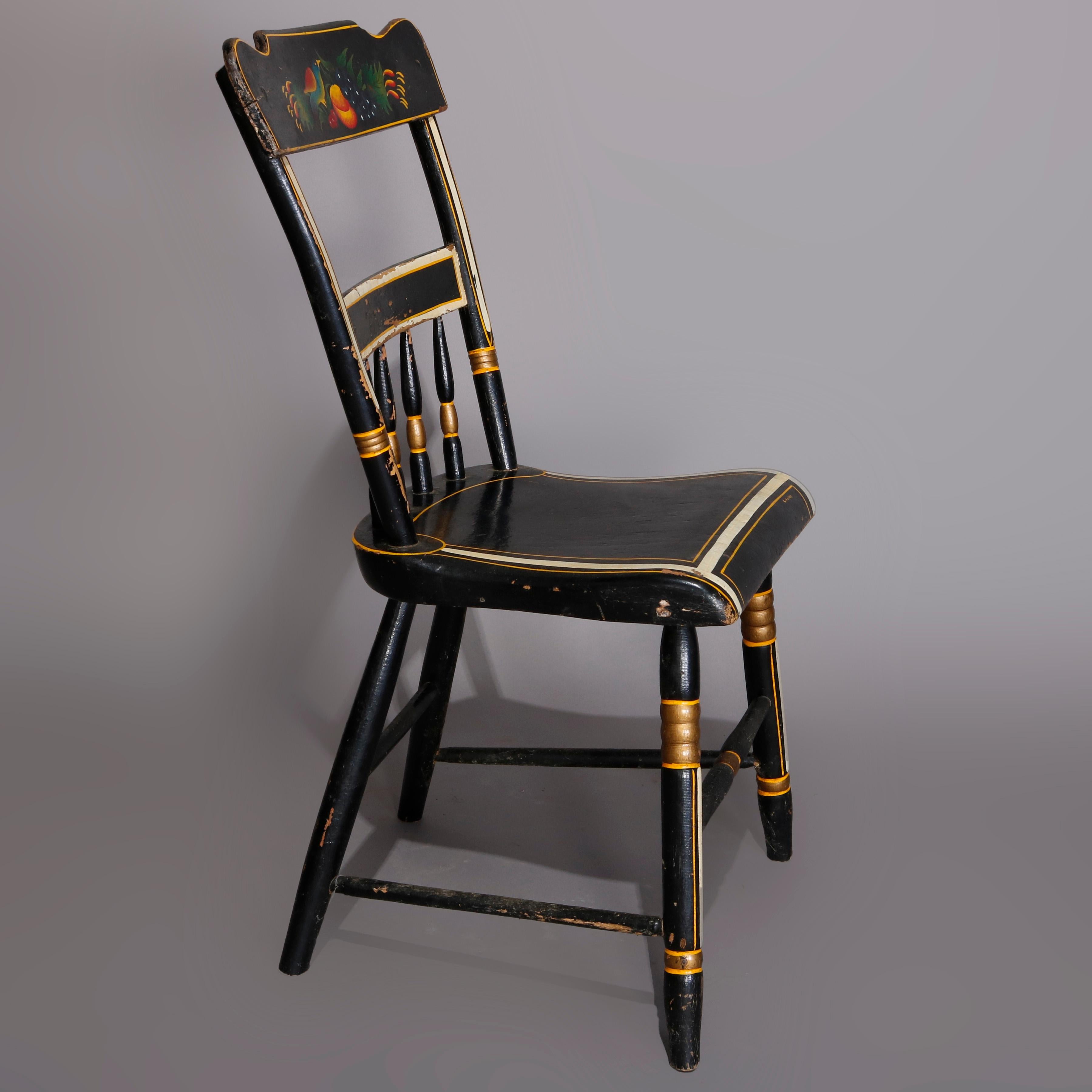 Four Paint and Gilt Decorated Hitchcock Style Side Chairs, 19th Century 9