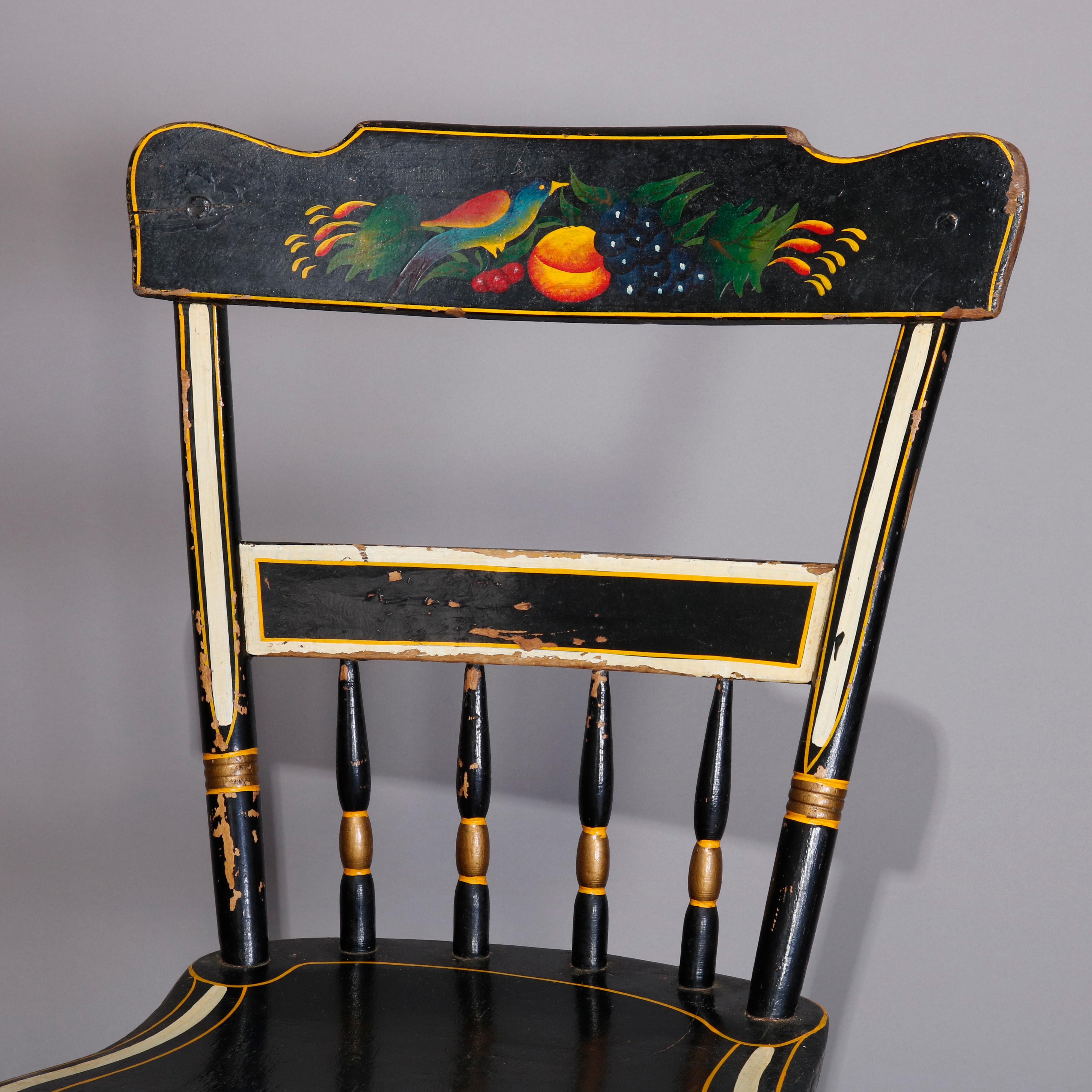 American Four Paint and Gilt Decorated Hitchcock Style Side Chairs, 19th Century