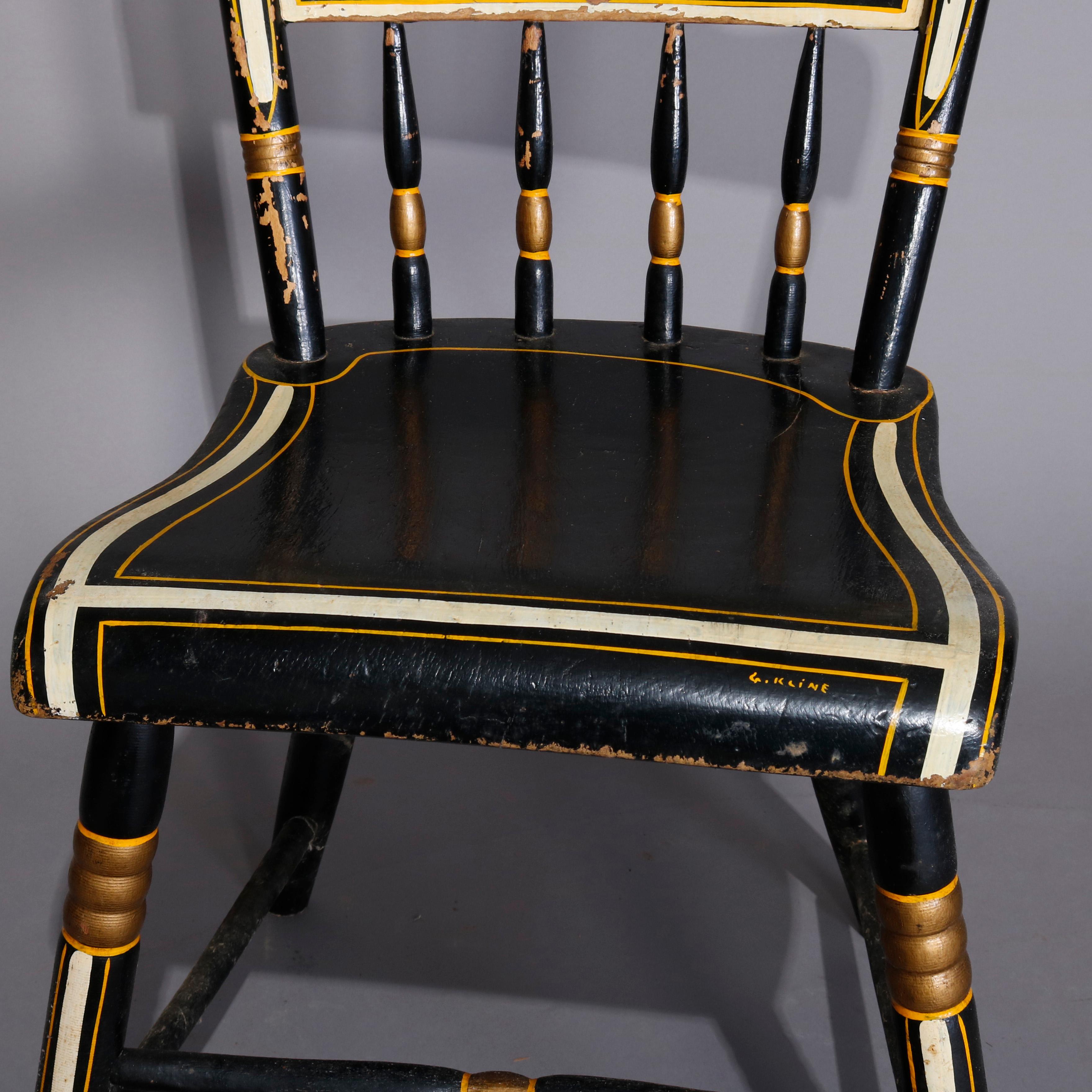 Four Paint and Gilt Decorated Hitchcock Style Side Chairs, 19th Century In Good Condition In Big Flats, NY