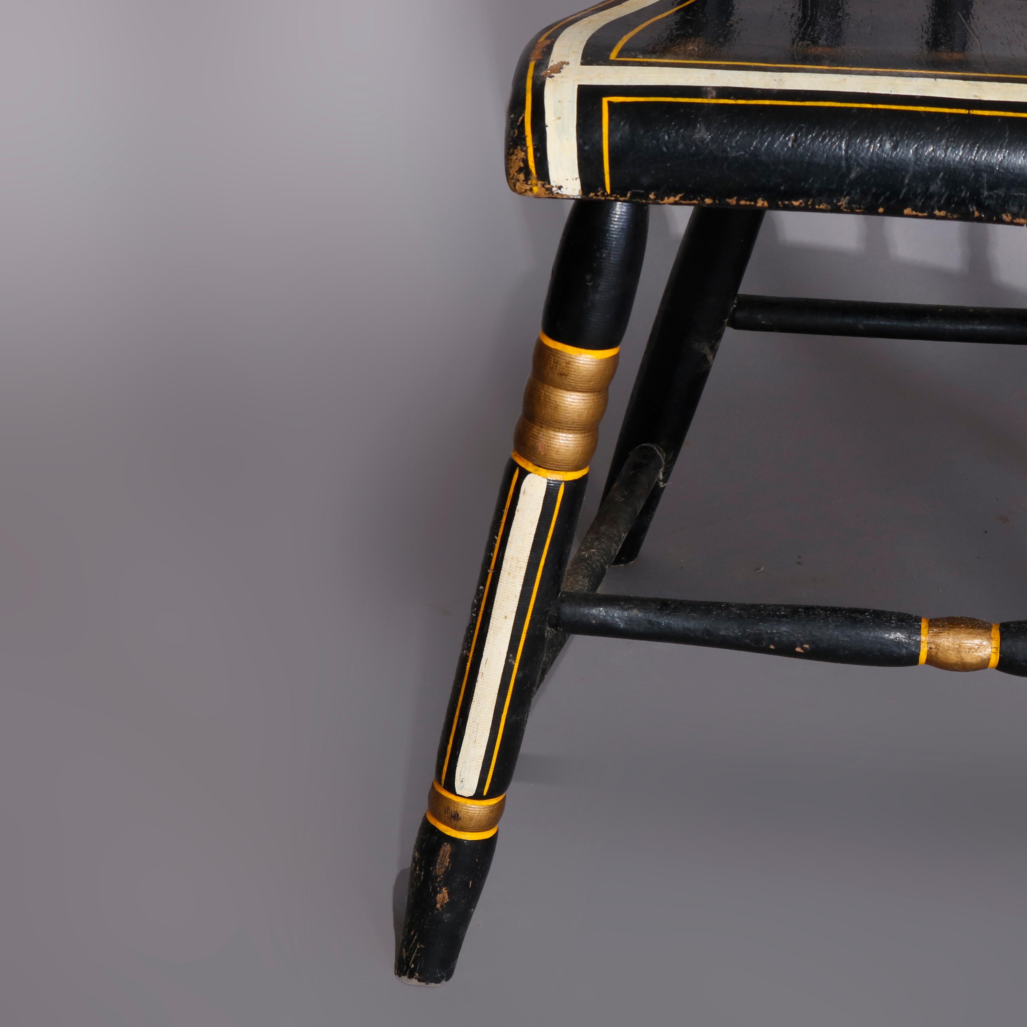 Wood Four Paint and Gilt Decorated Hitchcock Style Side Chairs, 19th Century