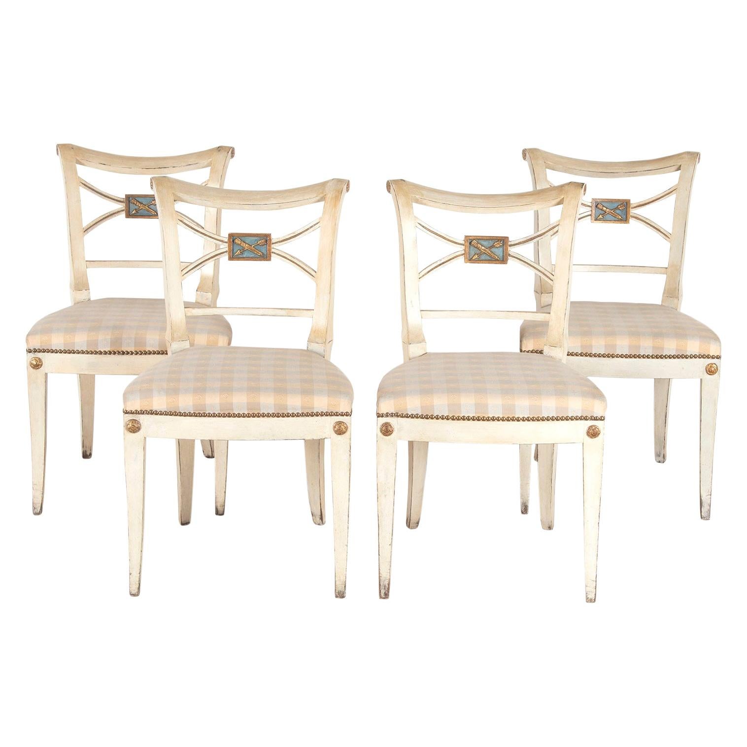 Four Painted Swedish Dining Chairs