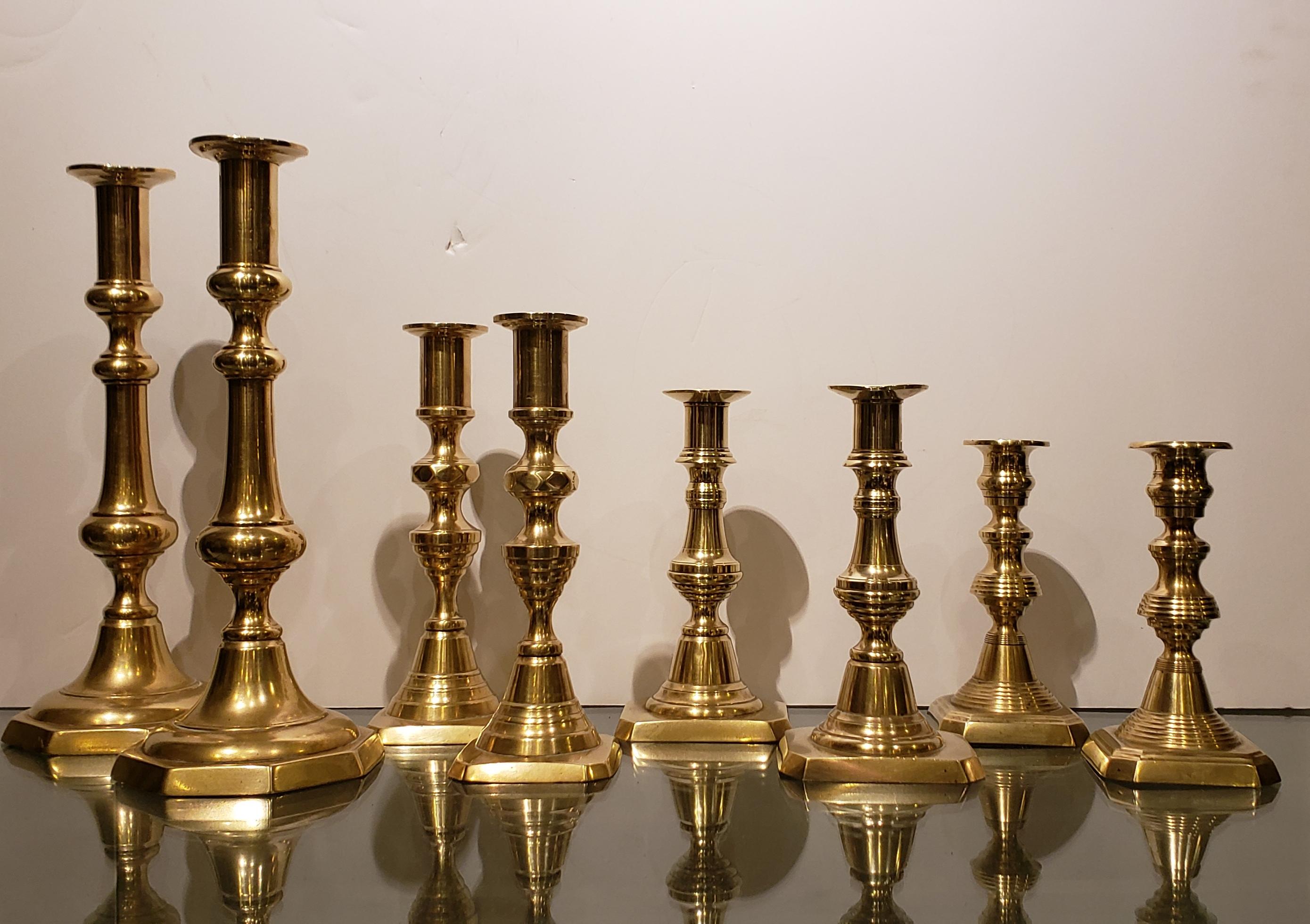 Four Pairs of 19th Century Brass Candlesticks 5