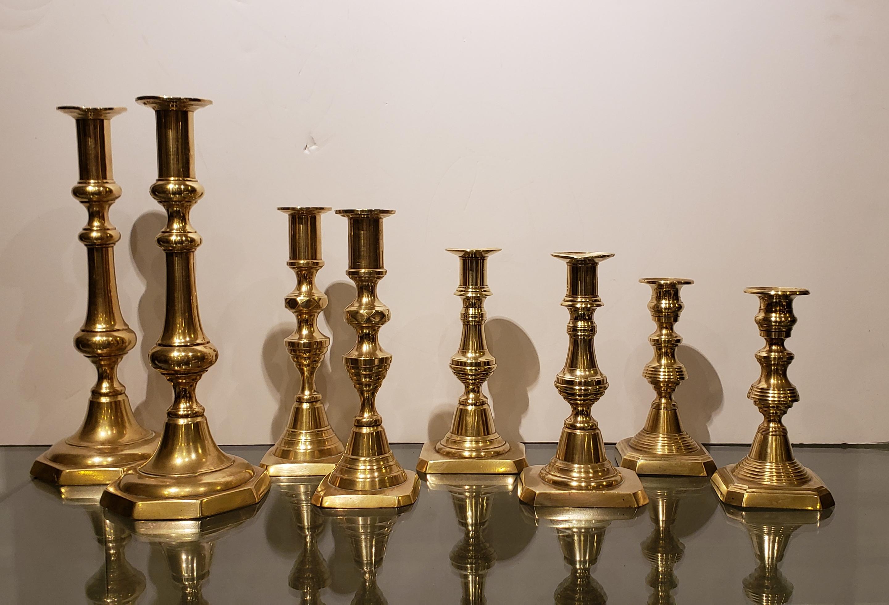 Four Pairs of 19th Century Brass Candlesticks 6