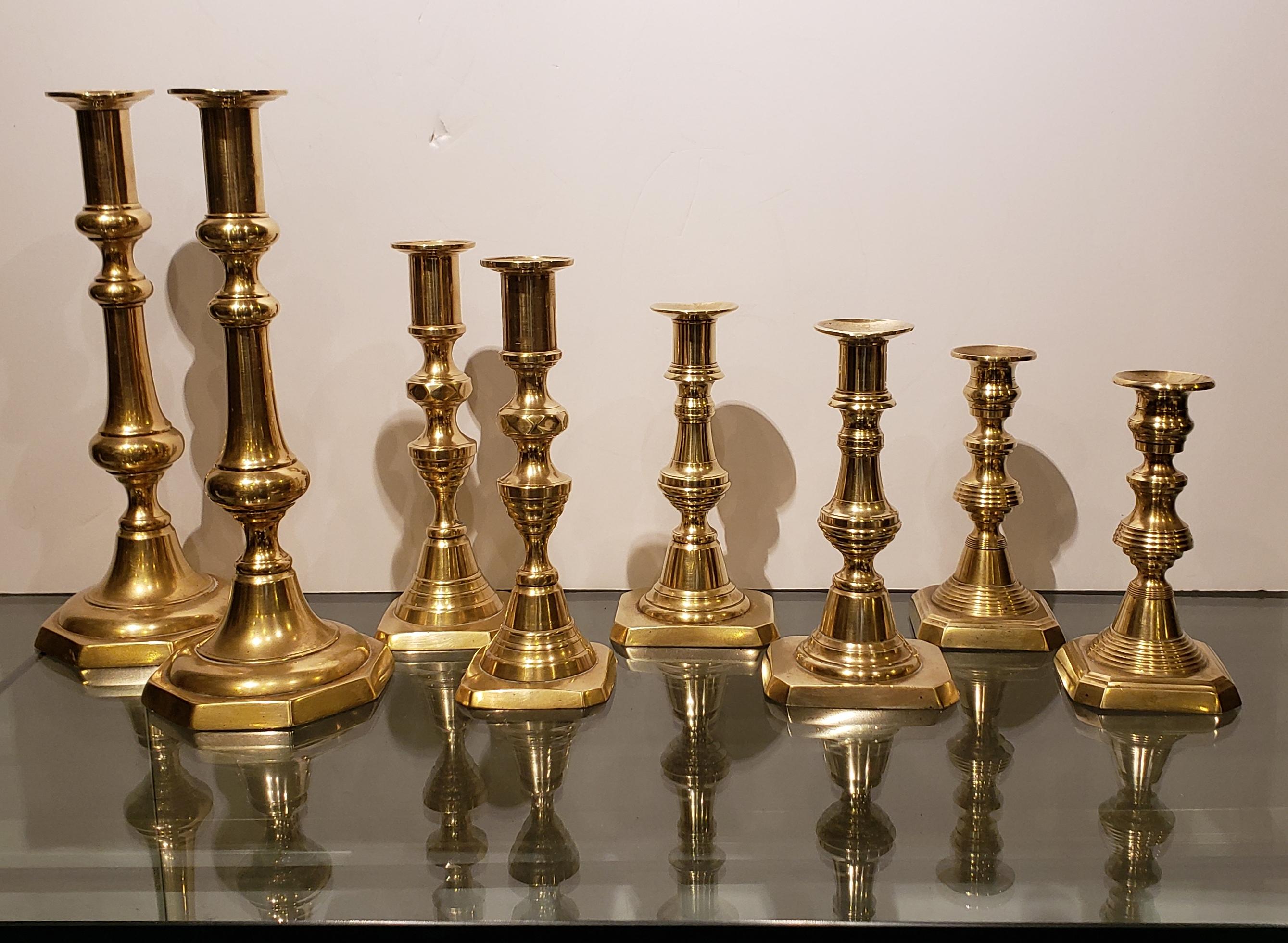 Four Pairs of 19th Century Brass Candlesticks 7