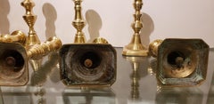 Four Pairs of 19th Century Brass Candlesticks