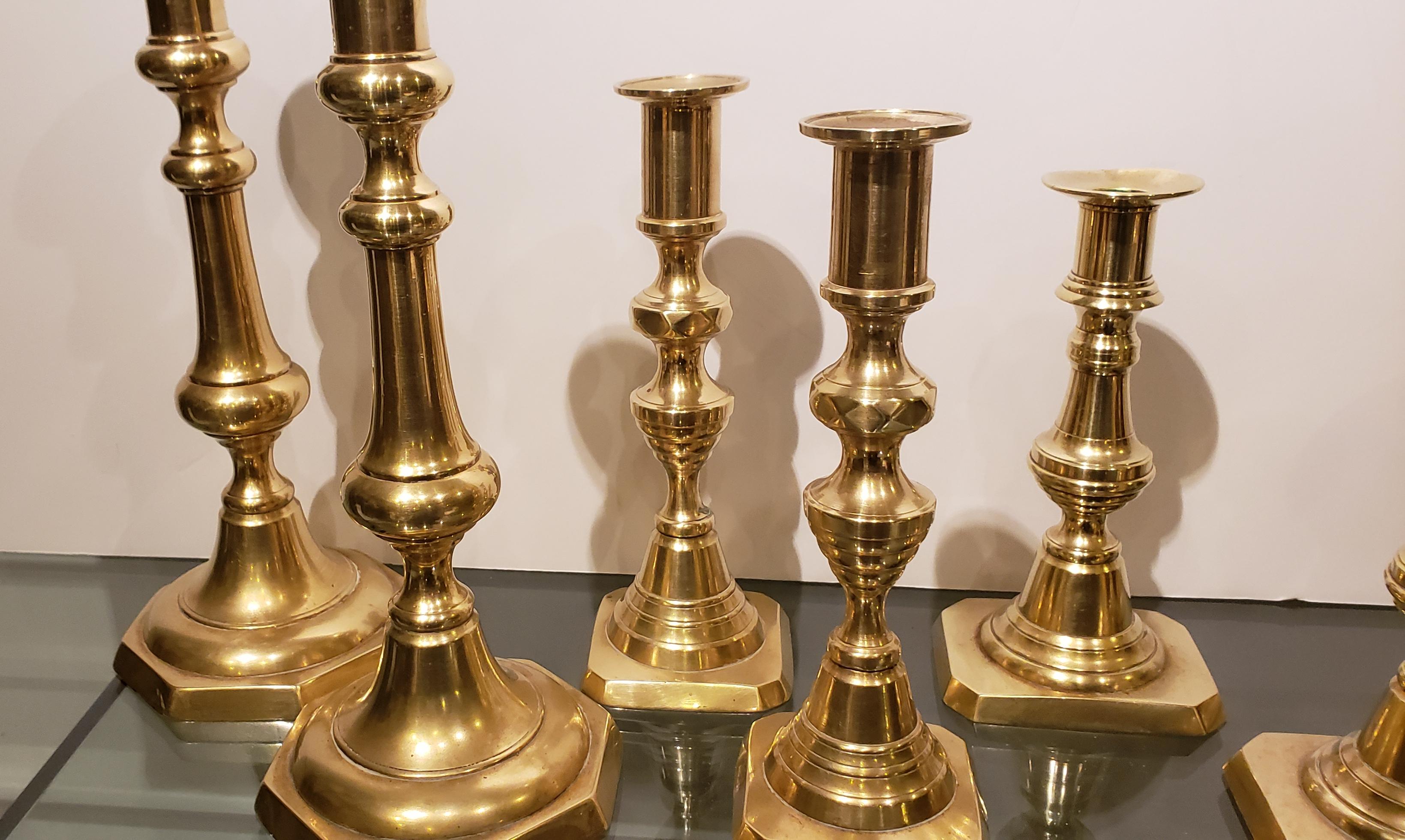 Four Pairs of 19th Century Brass Candlesticks 2