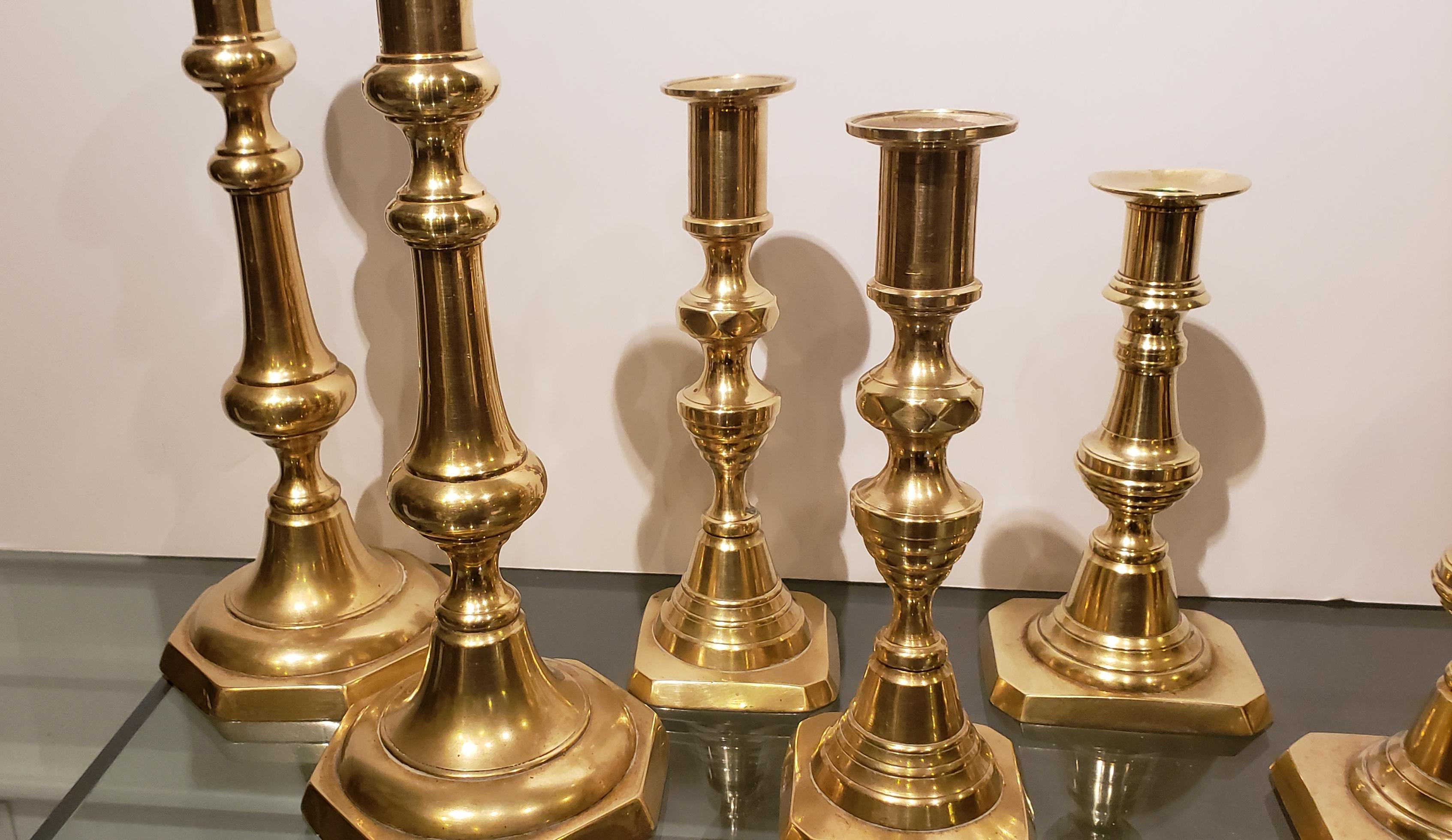 Four Pairs of 19th Century Brass Candlesticks 4