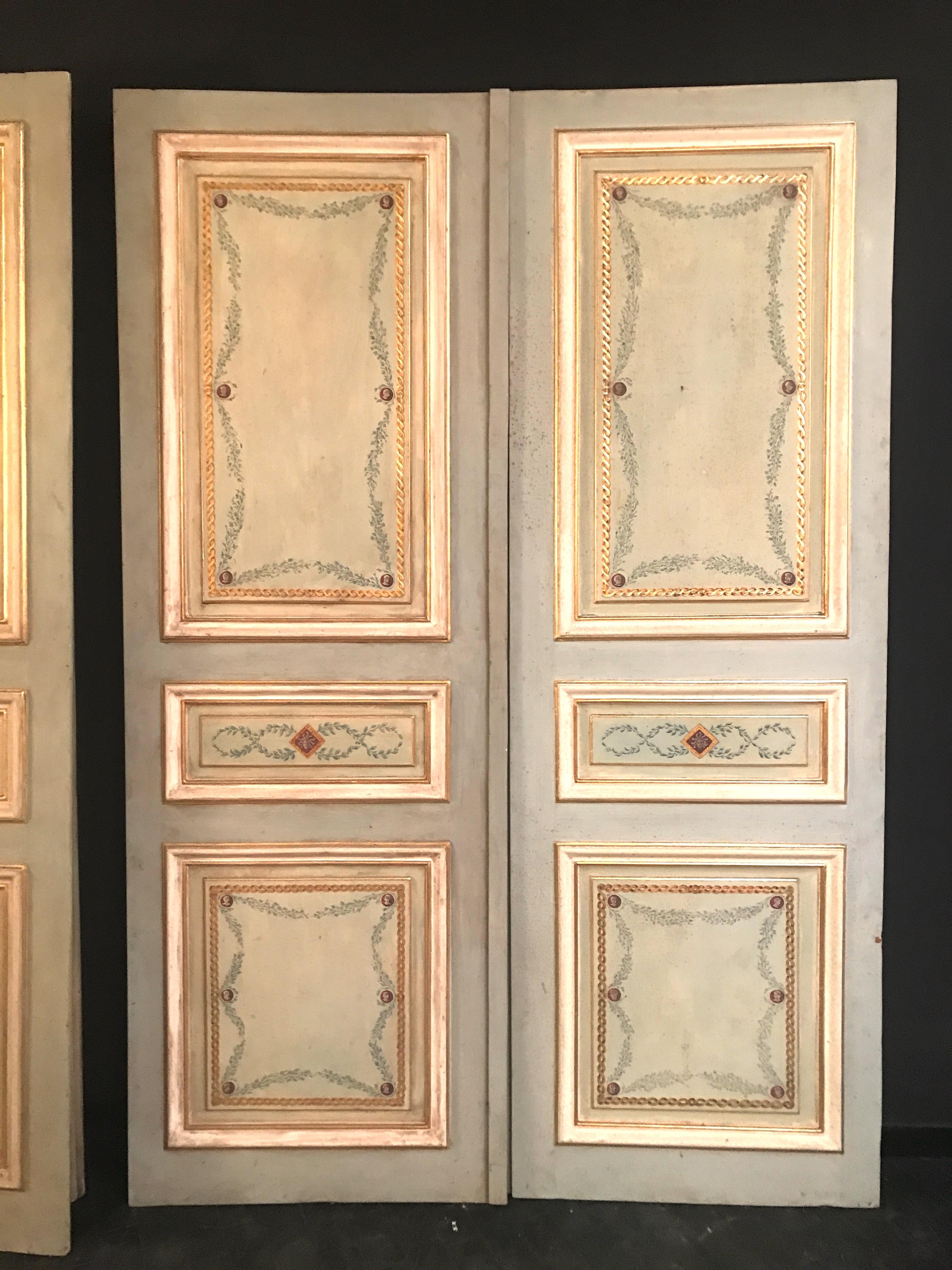 Four Pairs of 19th Century Italian Painted Doors or Panelling 7