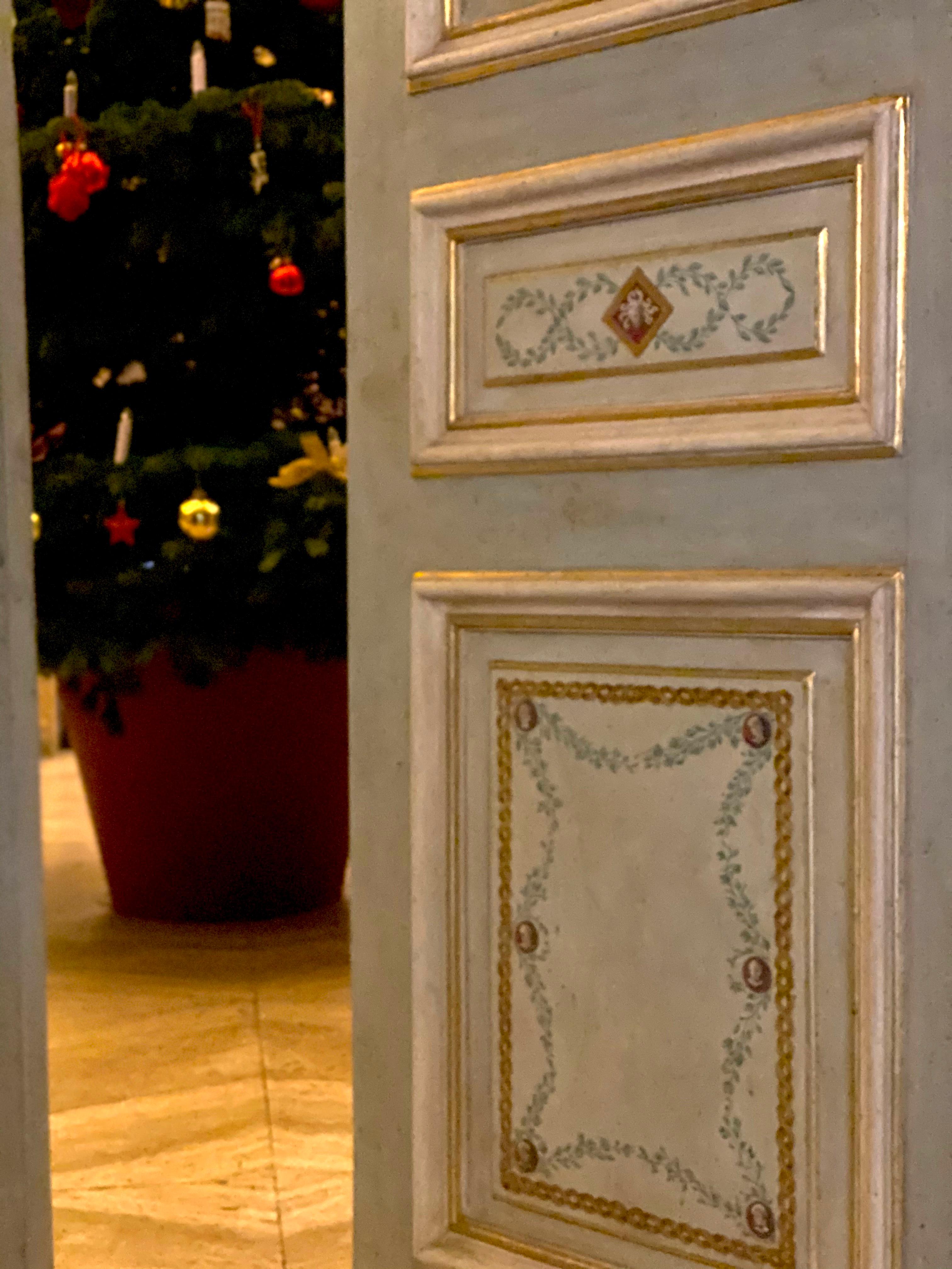 Hand-Painted Four Pairs of  Fabulous 19th Century Italian Painted Doors or Panelling