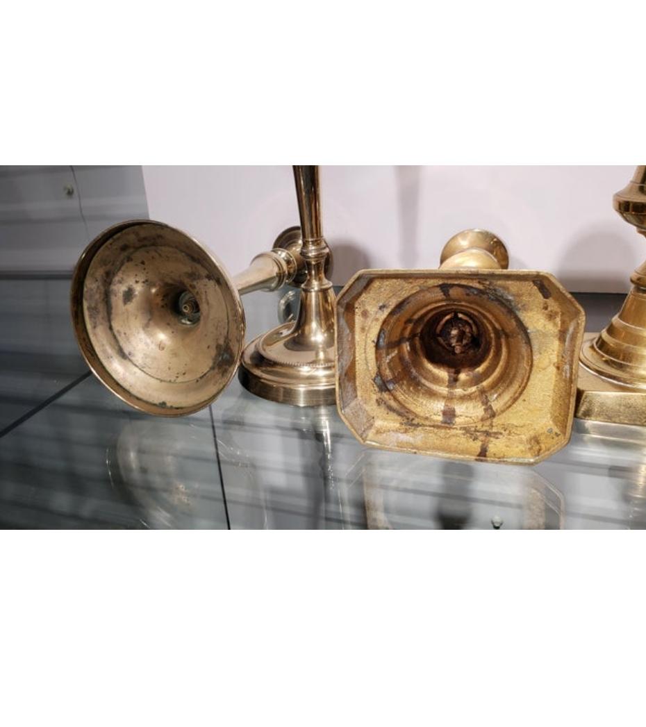 Four Pairs of 19th Georgian Brass Candlesticks For Sale 4