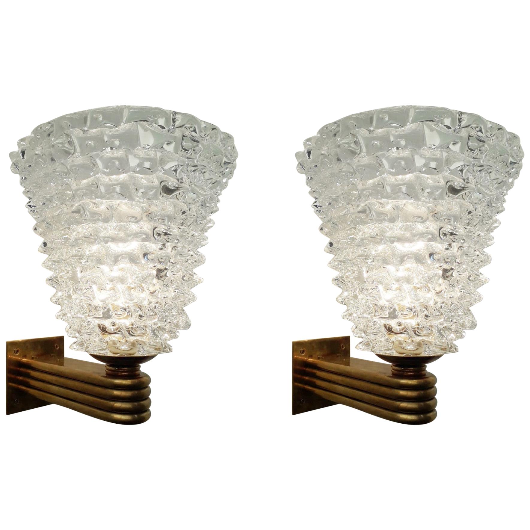 Pair of Rostrato Sconces by Barovier e Toso
