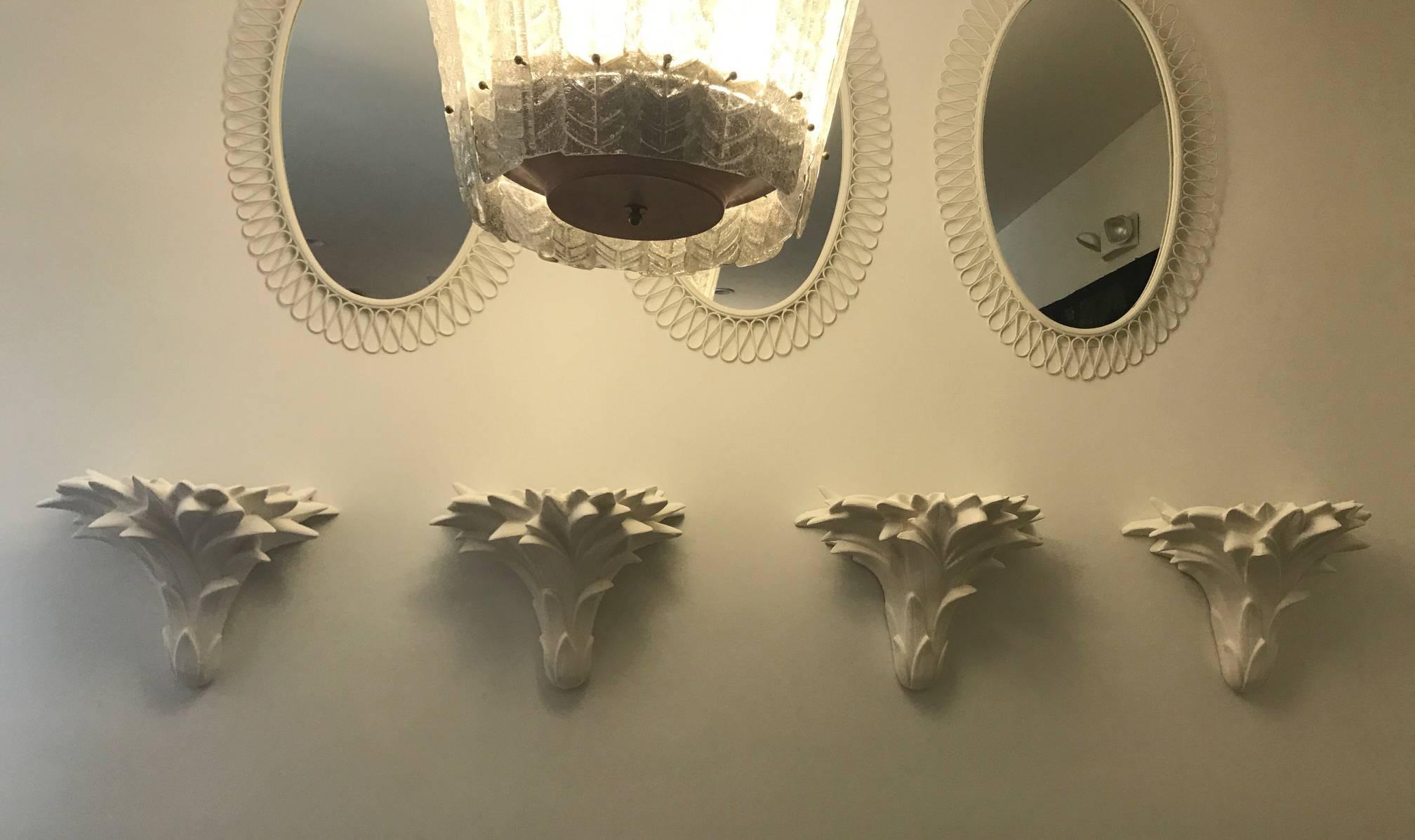 Four Serge Roche Style Palm Sconces In Excellent Condition In Miami, FL