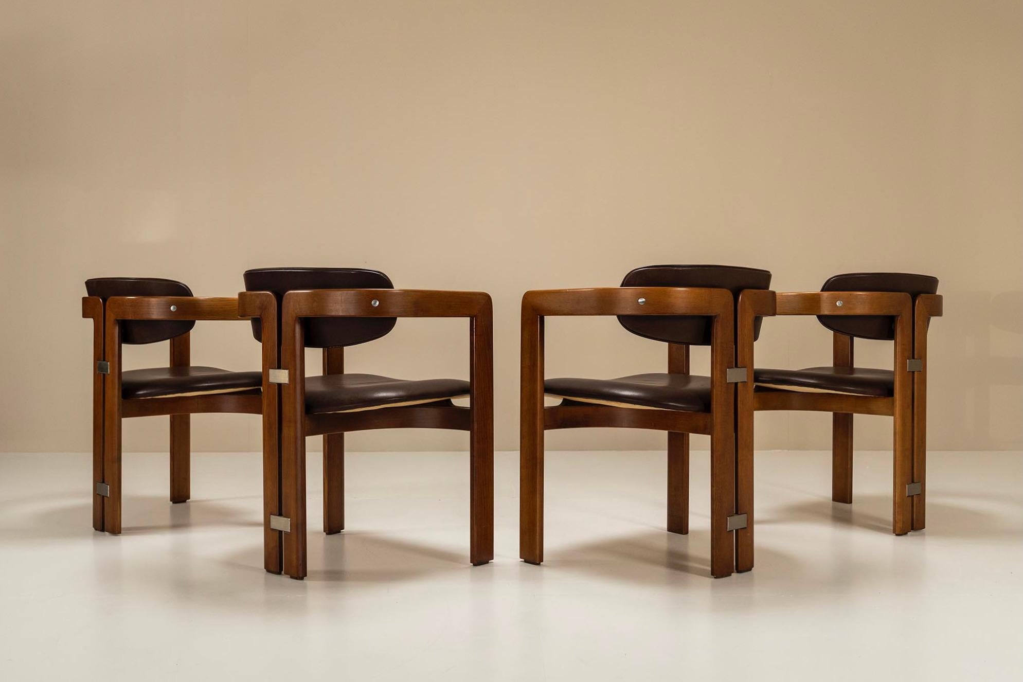 Mid-Century Modern Four “Pamplona” Dining Chairs by Augusto Savini for Pozzi, Italy, 1965