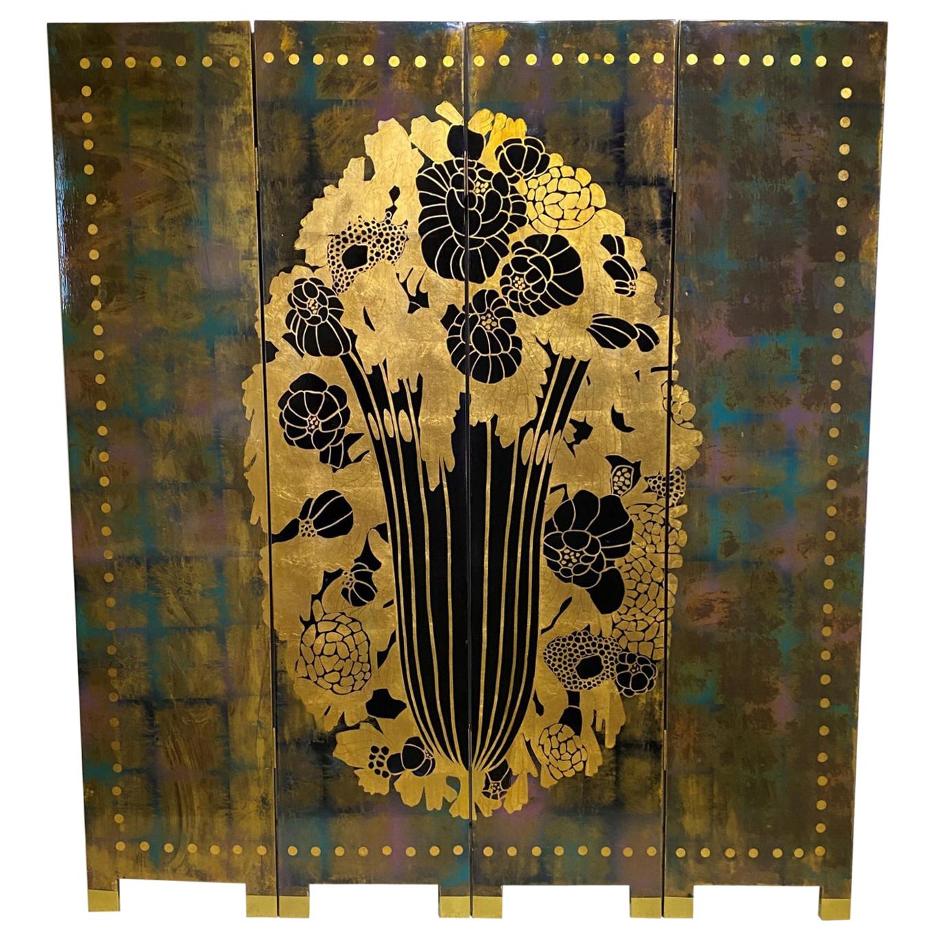 Four Panel Art Deco Style Screen Inspired by Ruhlmann