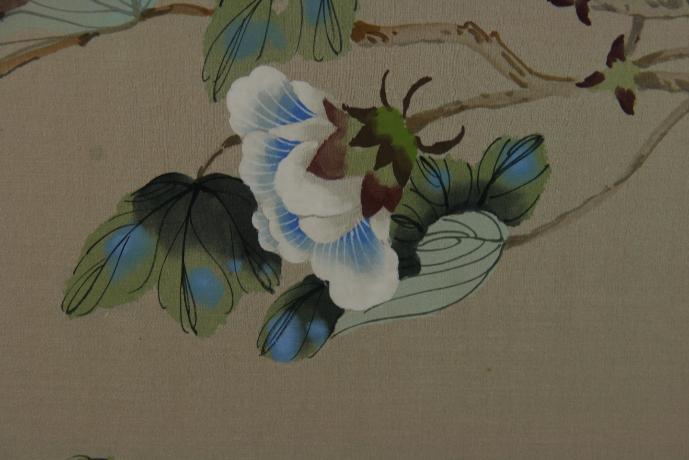 Four Panel Japanese  Screen Birds and Flowers 8
