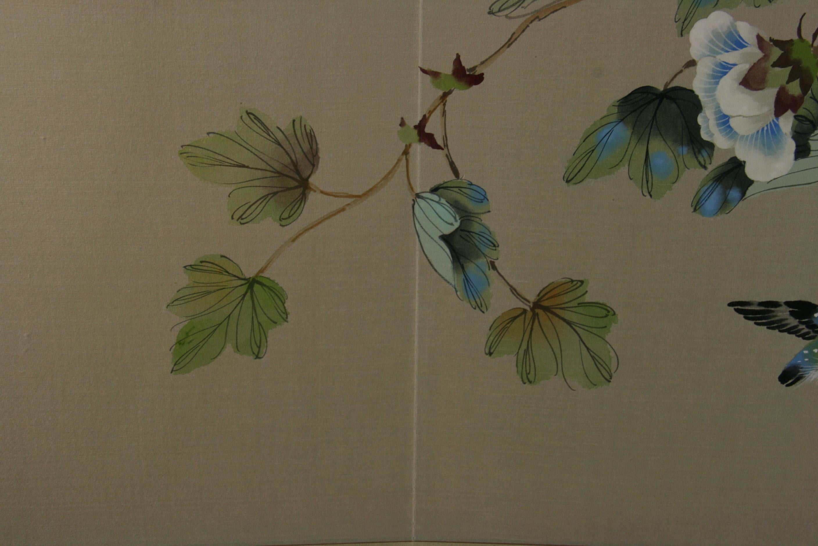 Four Panel Japanese  Screen Birds and Flowers 9