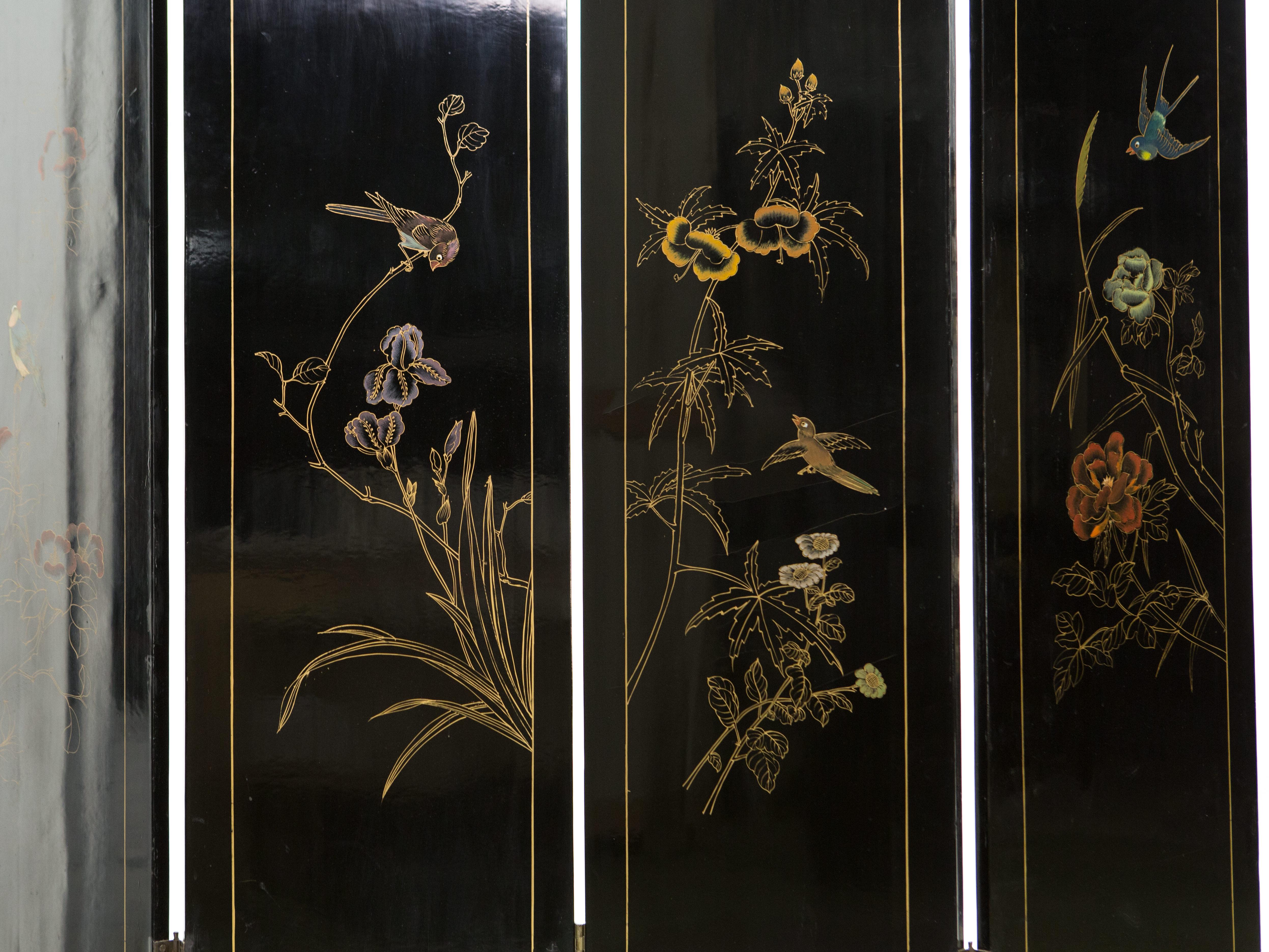 Four Panel Chinese Lacquered soapstones Scenery Screen 1940s 5