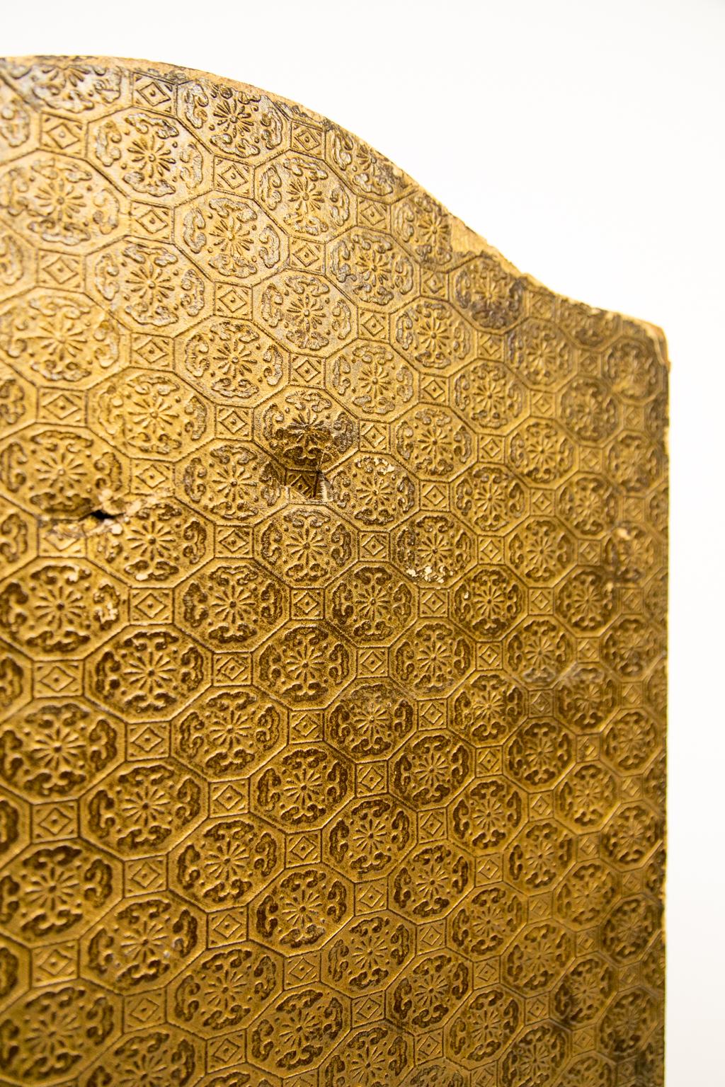 Four Panel Embossed Leather Screen 8