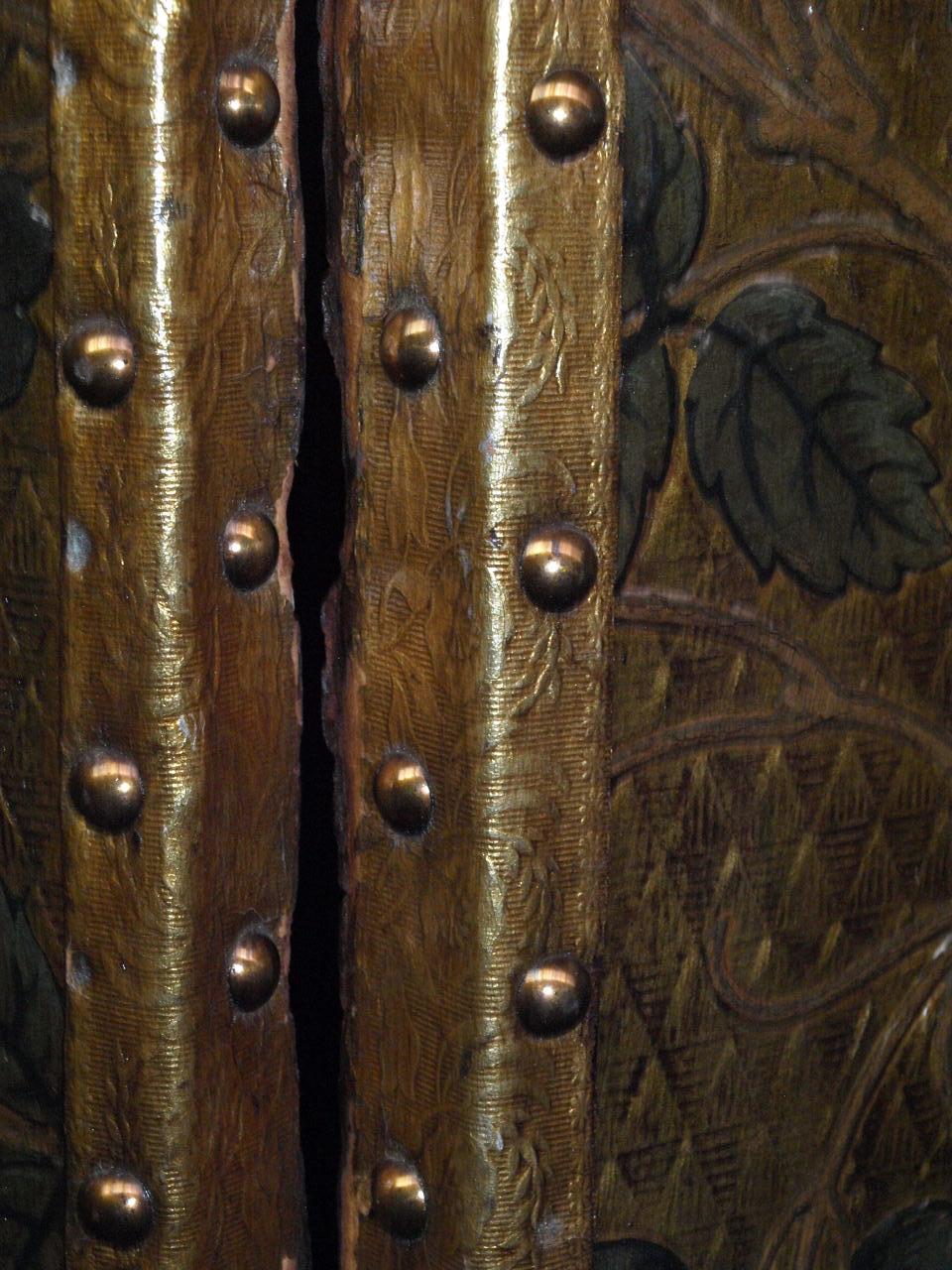 Four Panel Embossed Leather Screen 13