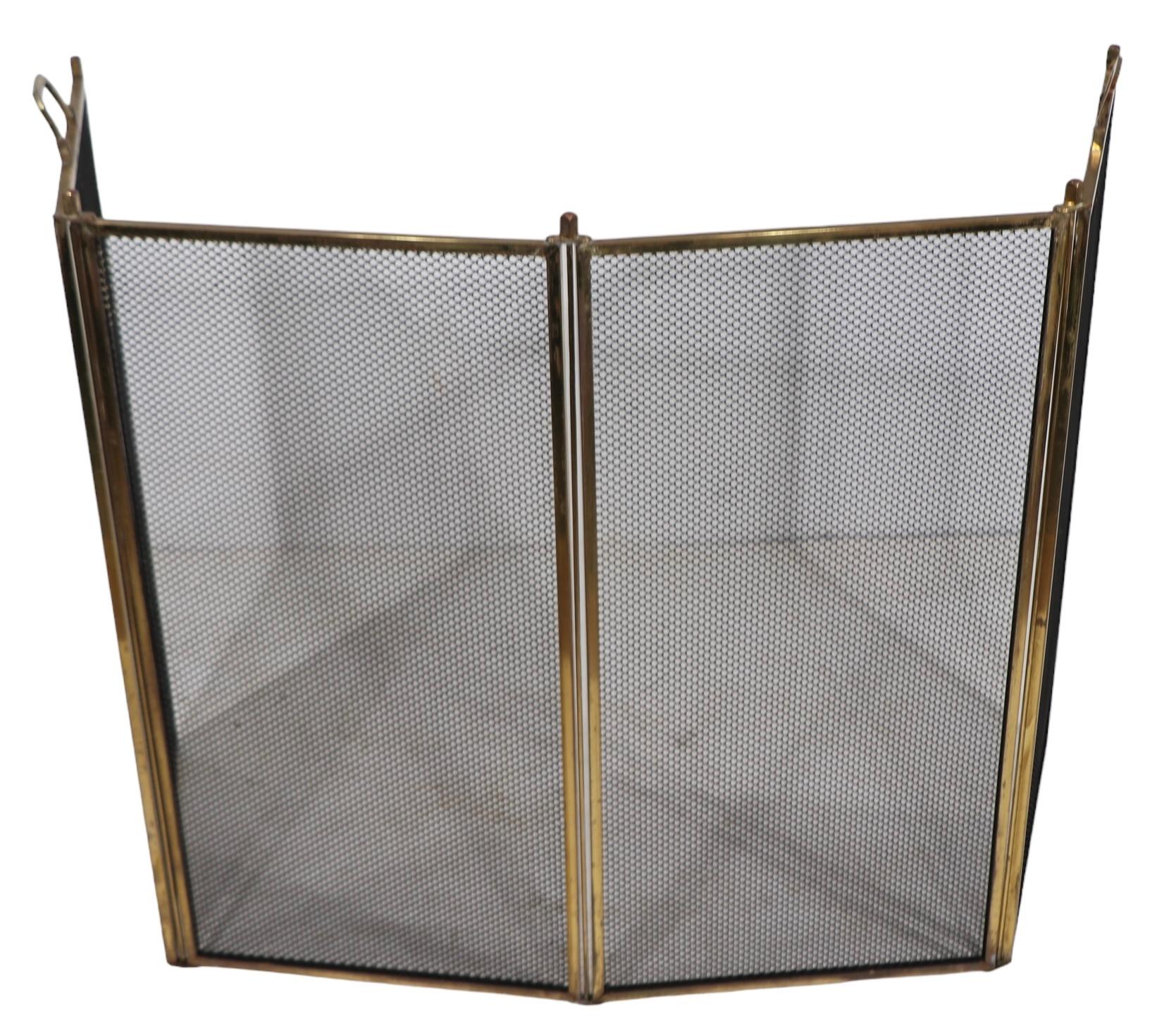 Four Panel Folding Fireplace Screen Spark Gard  For Sale 3
