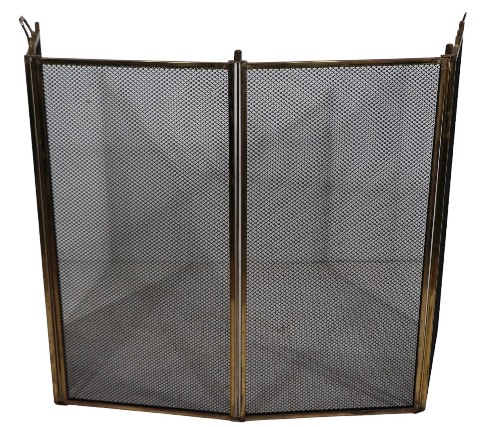 Four Panel Folding Fireplace Screen Spark Gard  For Sale 4