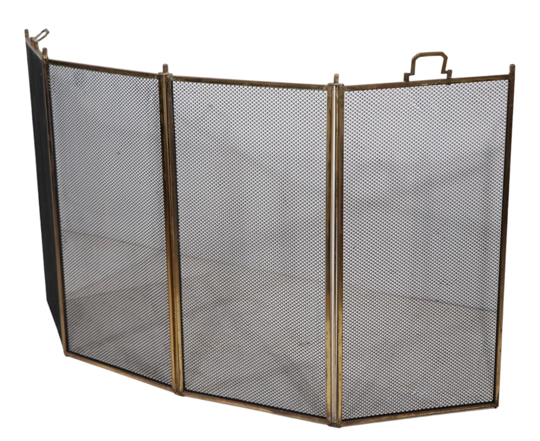 Modern Four Panel Folding Fireplace Screen Spark Gard  For Sale