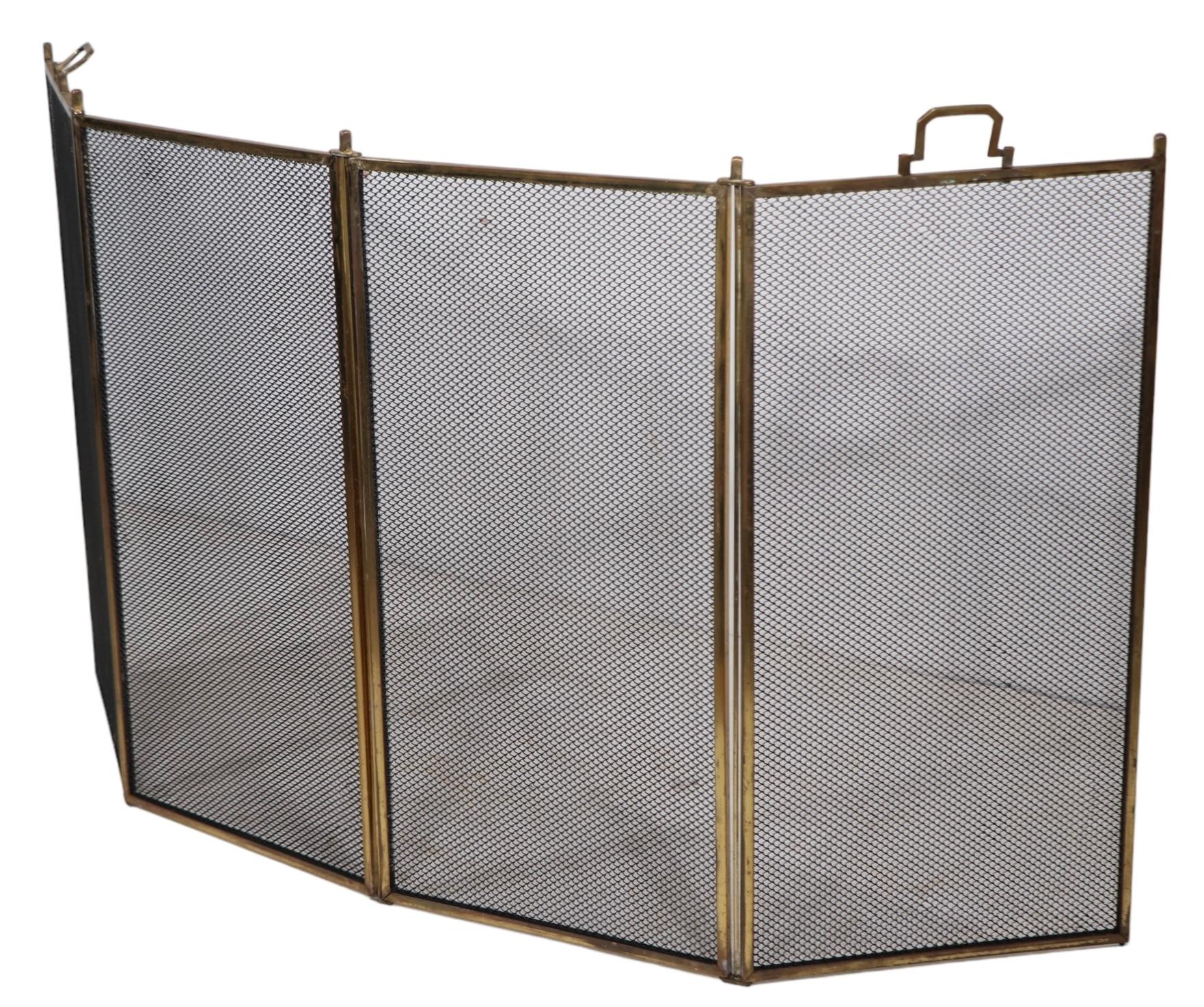 American Four Panel Folding Fireplace Screen Spark Gard  For Sale