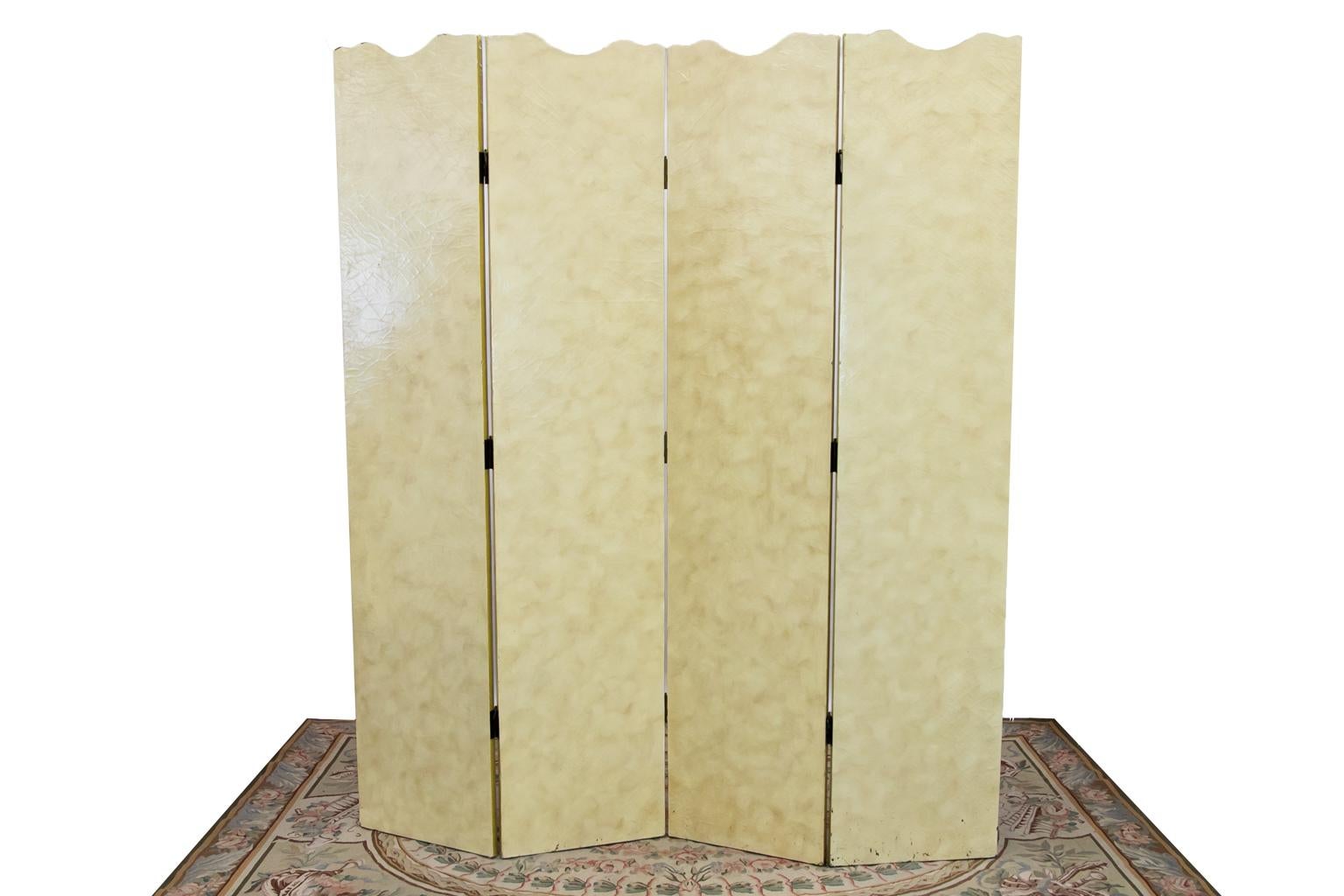 Four Panel Folding Painted Screen For Sale 2