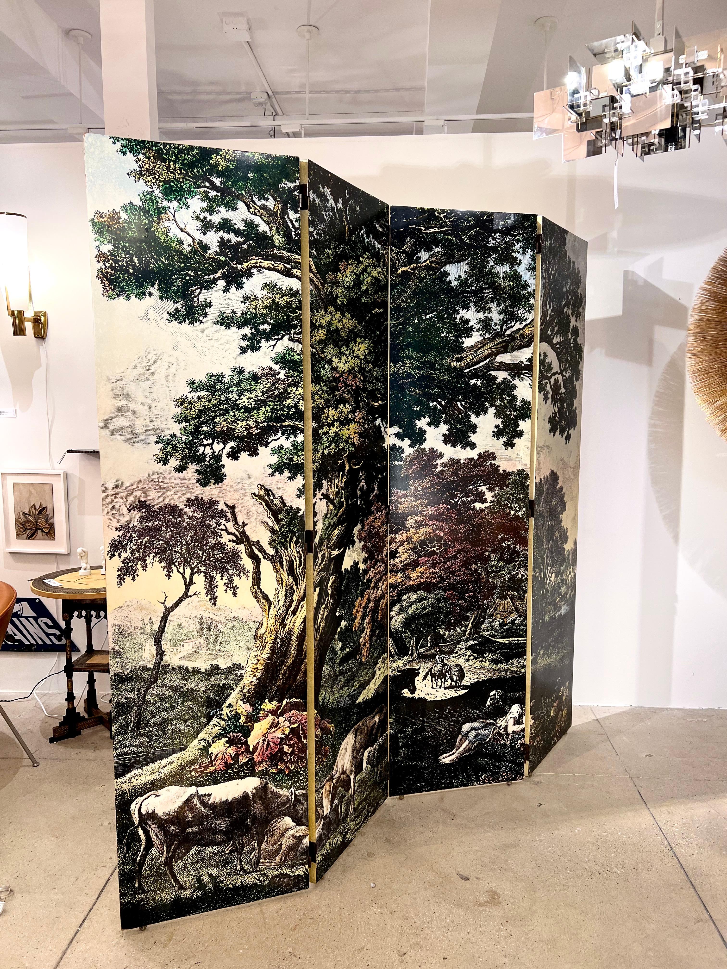 Four-Panel Folding Screen by Piero Fornasetti For Sale 5