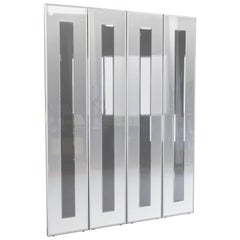 Four-Panel Folding Screen Mirror with Inset Smoked Mirror, 1970s