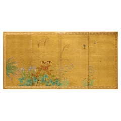 Four Panel Gold Leaf Screen