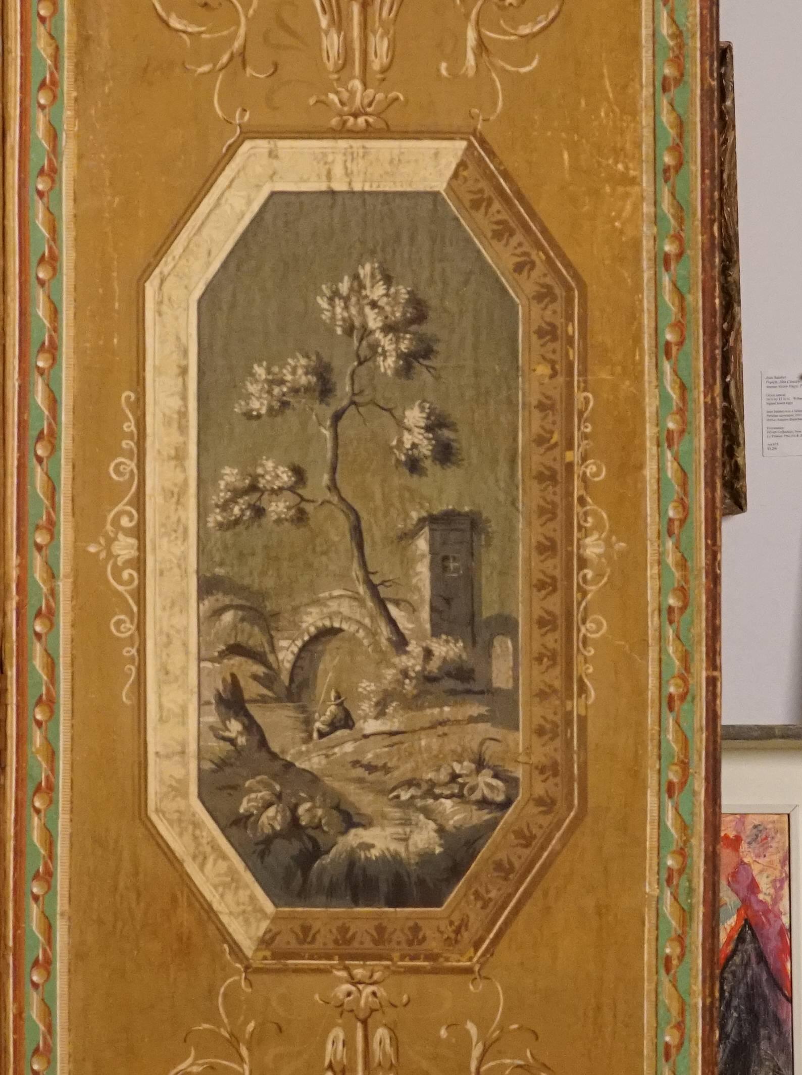 Neoklassischer französischer Raumteiler mit zwei Tafeln, bemalt im Angebot 6