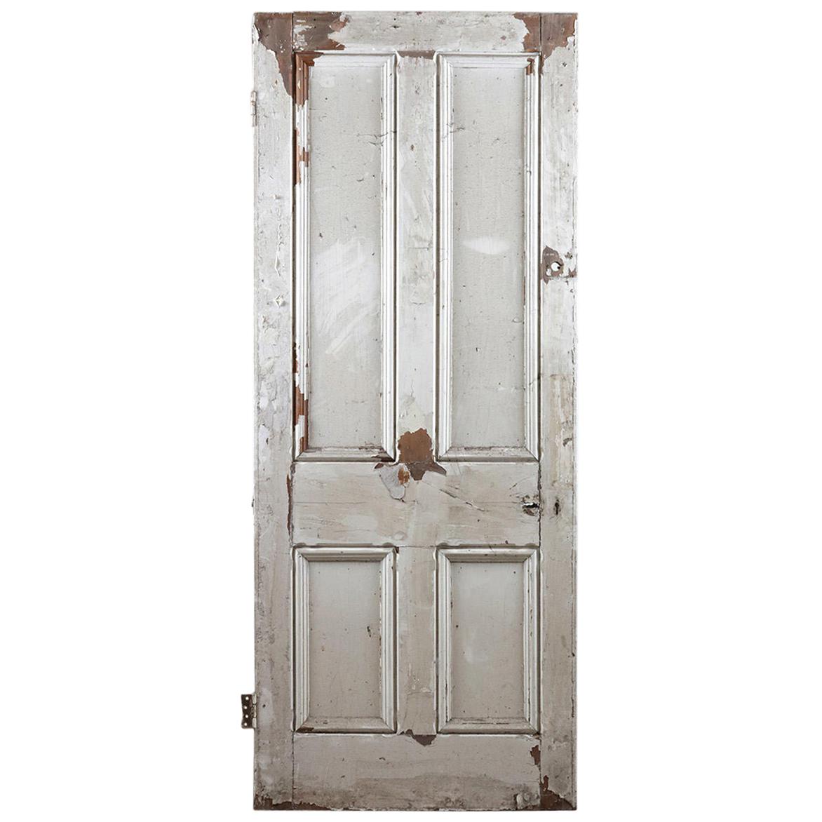 Four Panel Pine Beaded Reclaimed Door, 20th Century For Sale