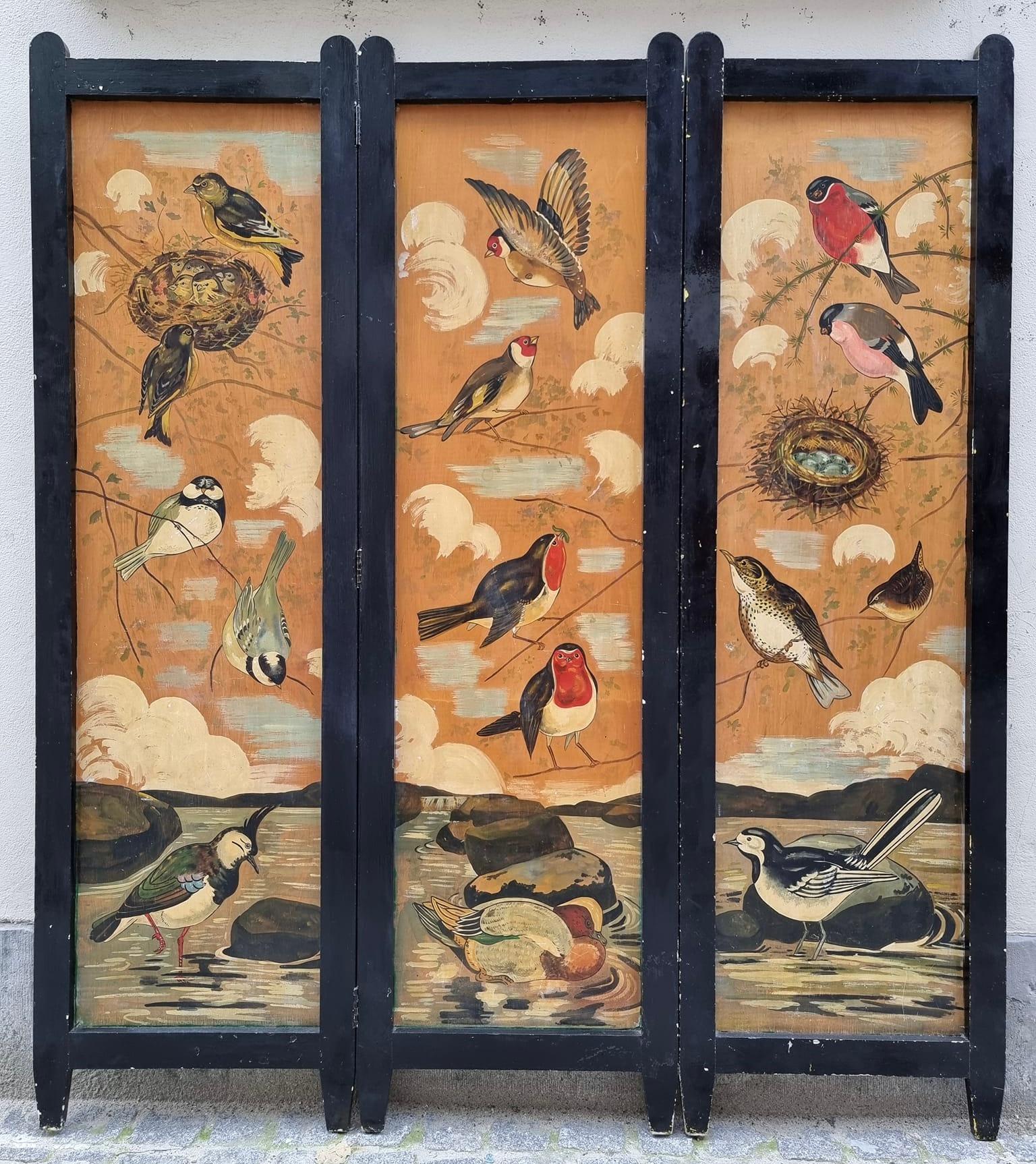 Hollywood Regency Three Panel  Screen For Sale