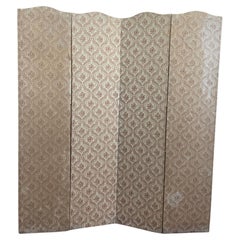 Four-panel screen – Napoleon III style – Damask fabric – 19th century