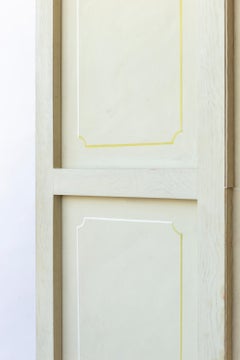 Four Panel Screen with Antique Chinese Handpainted Floral Wallpaper