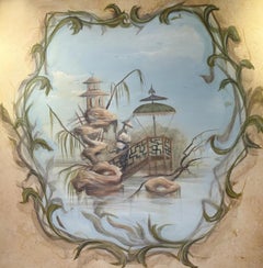 Four panel set of Chinoiserie paintings by artist Richard Holton