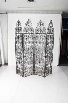 Four-Paneled Wrought Iron Screen