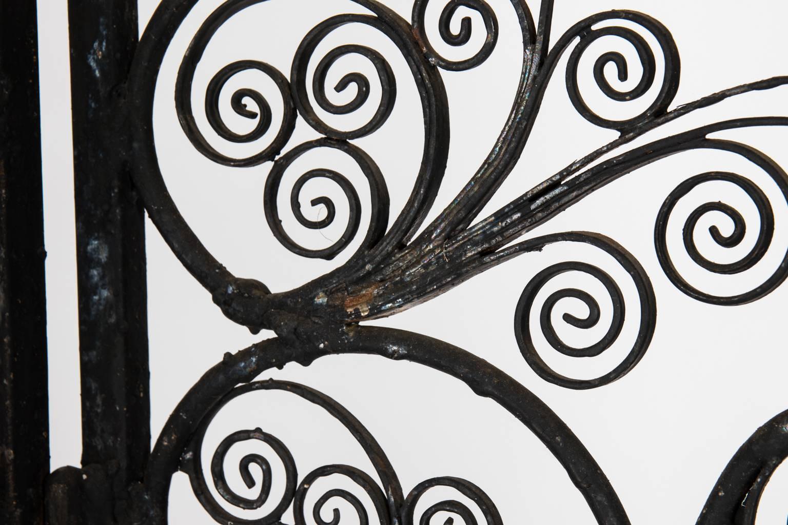 Four-Paneled Wrought Iron Screen In Fair Condition In Stamford, CT
