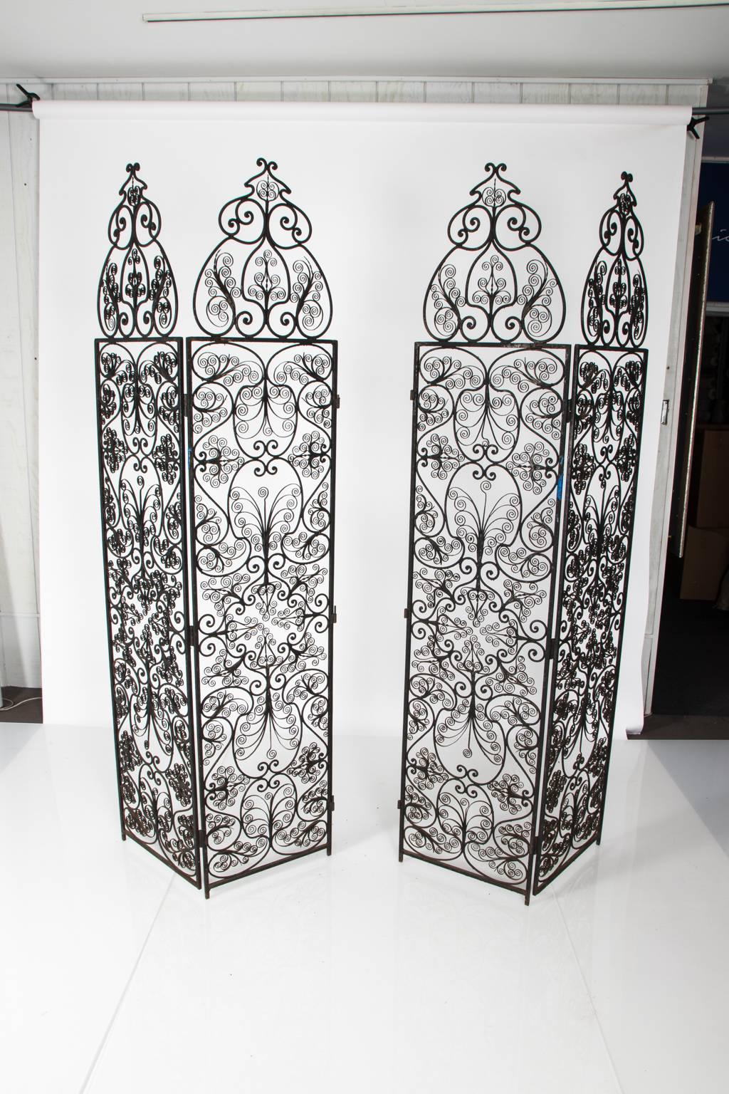 Early 20th Century Four-Paneled Wrought Iron Screen