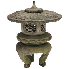 Antique Four-Part Hand-Carved Granite Snow Lantern from Japan, 19th Century