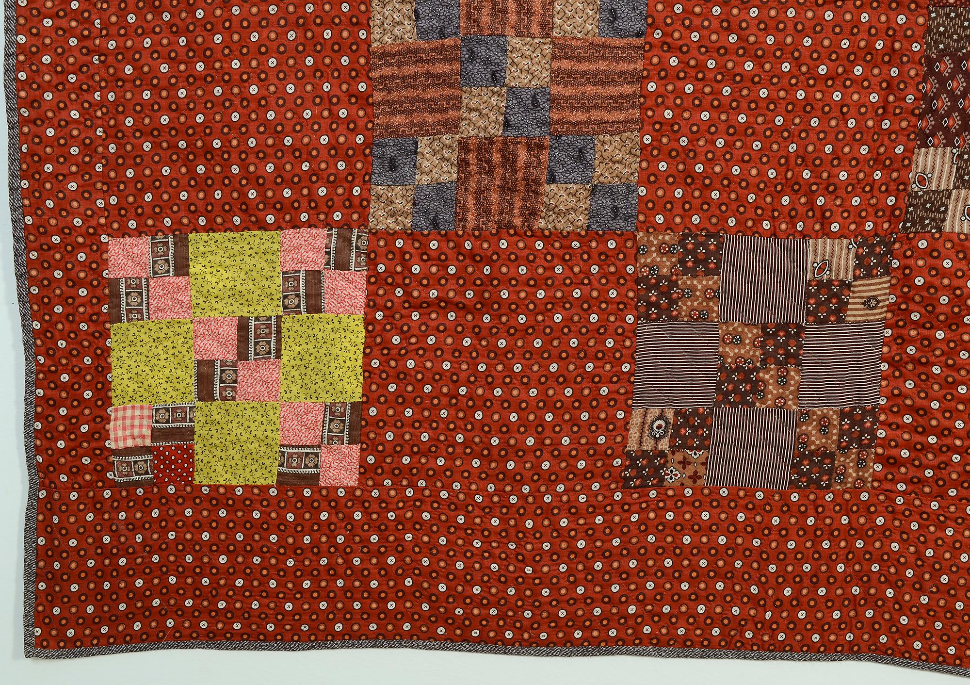 Four-Patch in Nine-Patch Quilt In Excellent Condition For Sale In Darnestown, MD