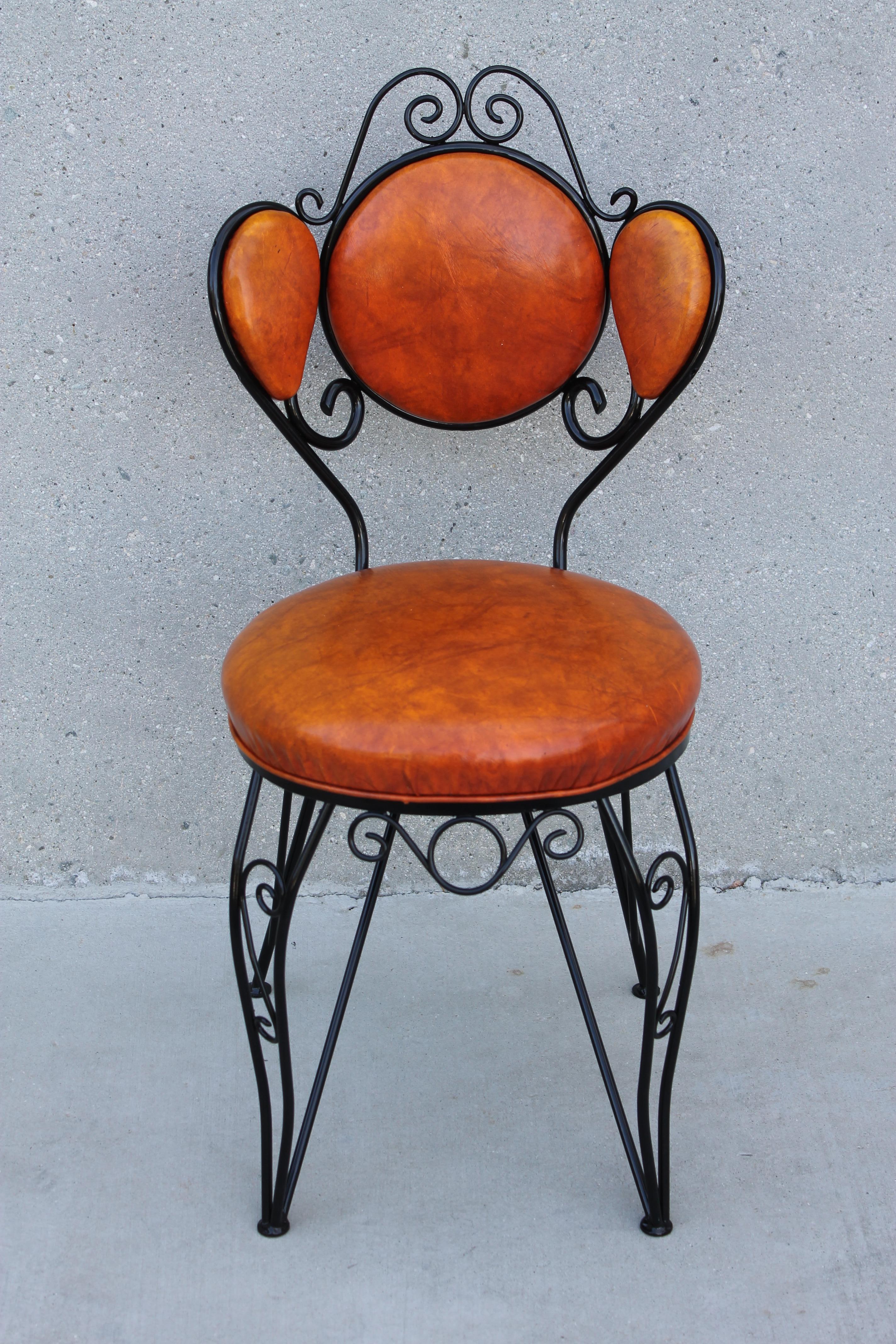 Mid-Century Modern Four Patio Chairs with Paisley Pattern For Sale