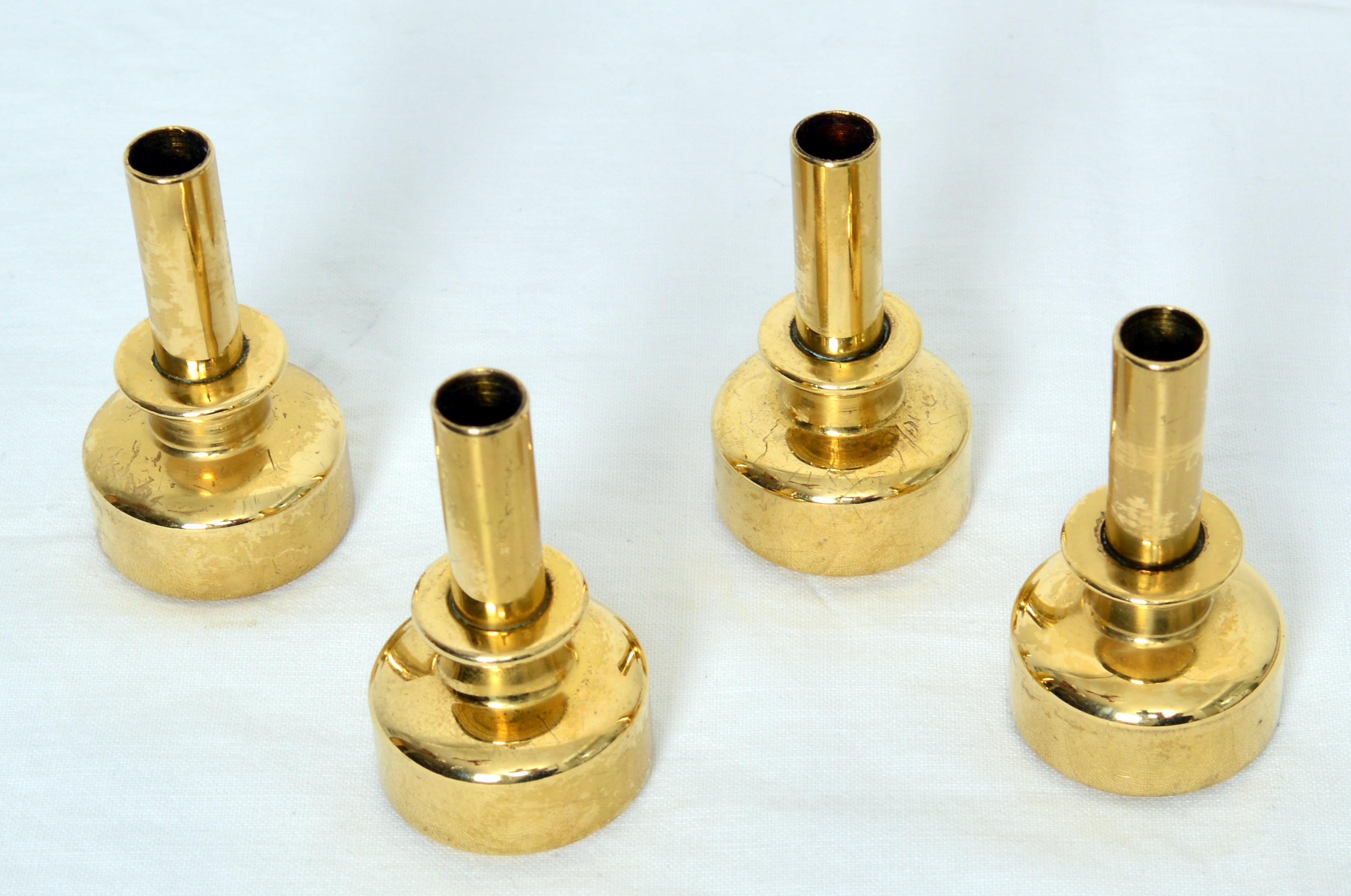 Svedese Four Pcs, Hans-Agne Jakobsson Brass Candleholders, 1960s in vendita