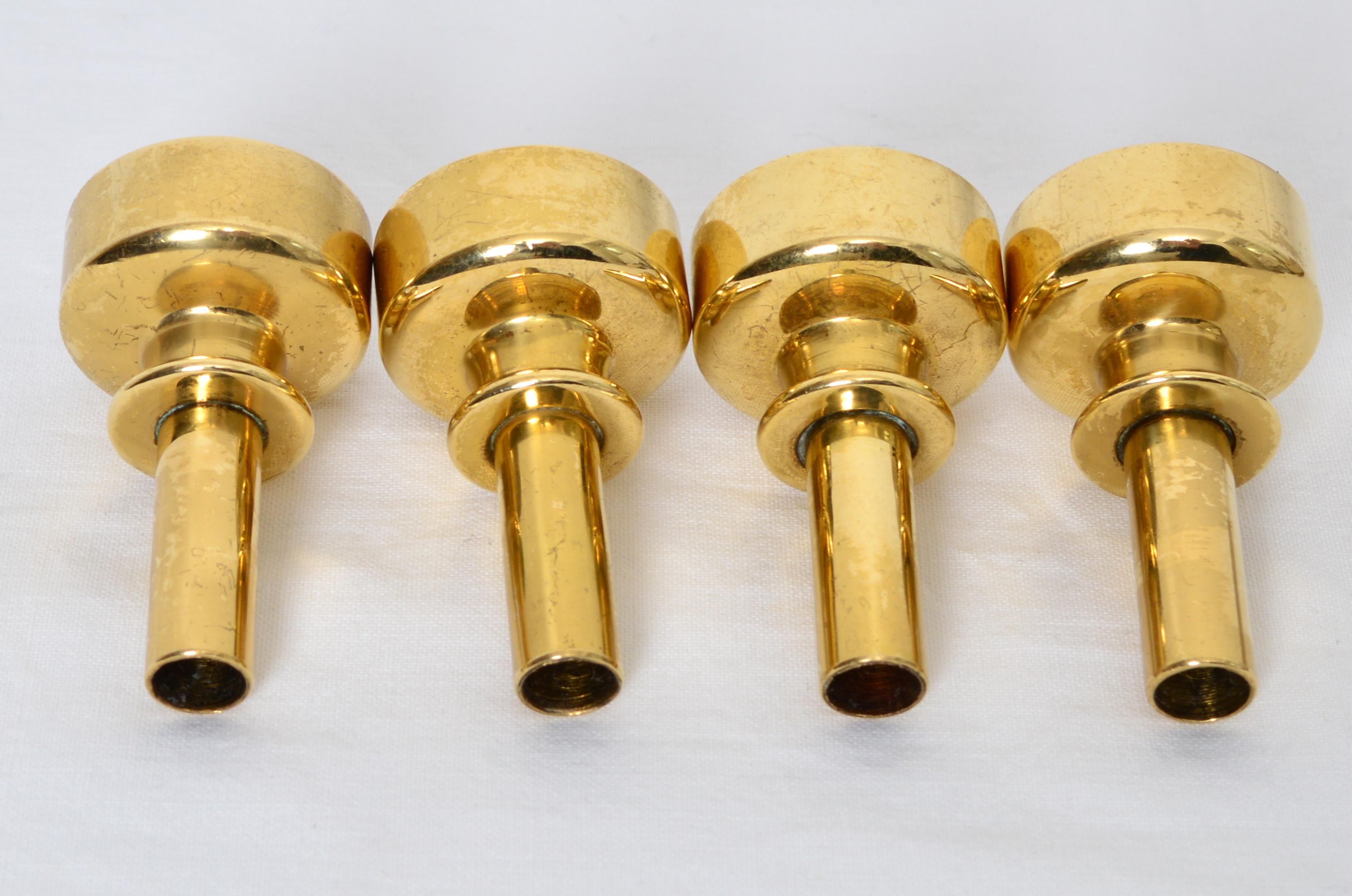 Four Pcs, Hans-Agne Jakobsson Brass Candleholders, 1960s In condizioni buone in vendita a Stockholm, SE