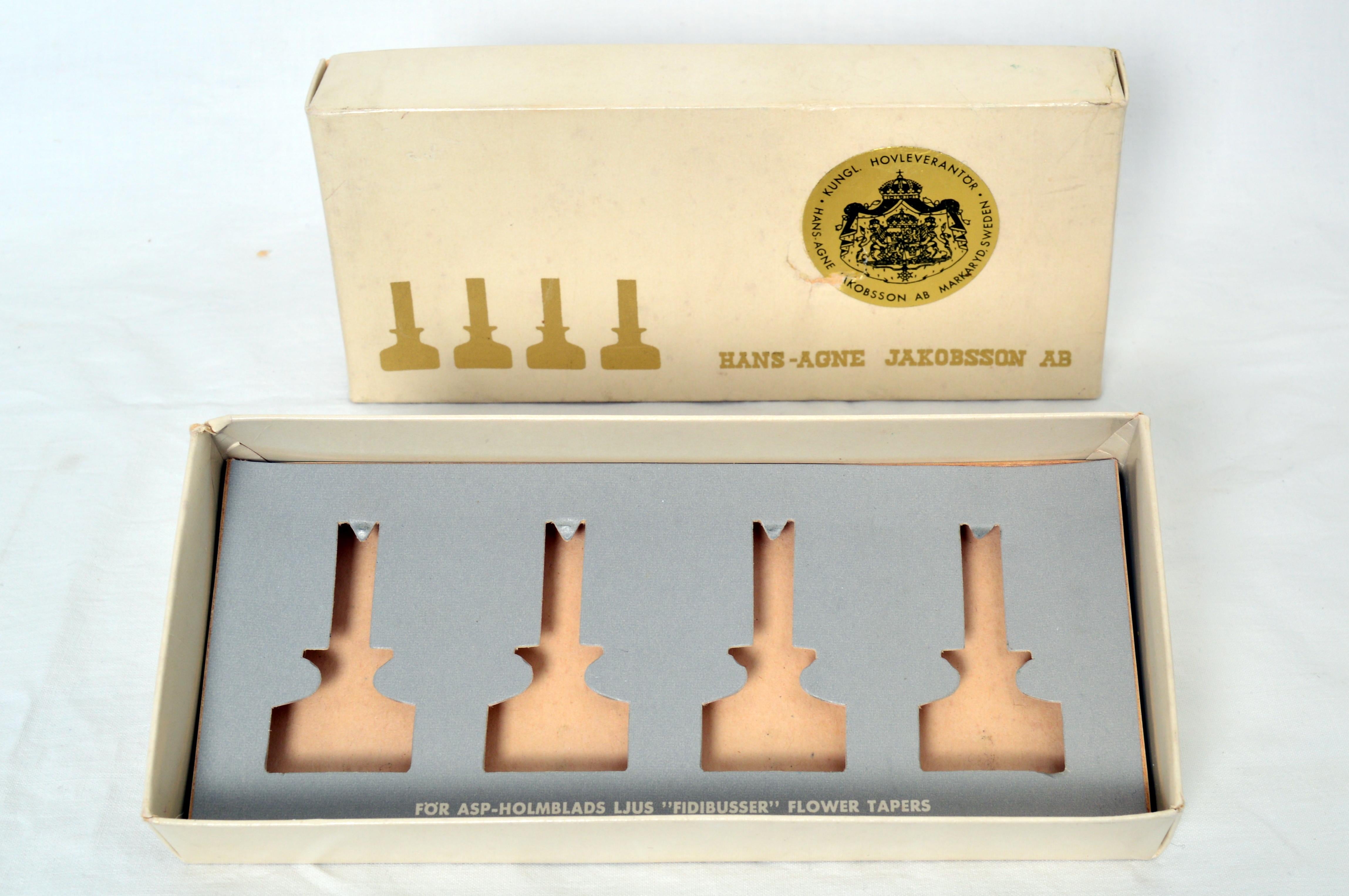 Metà XX secolo Four Pcs, Hans-Agne Jakobsson Brass Candleholders, 1960s in vendita