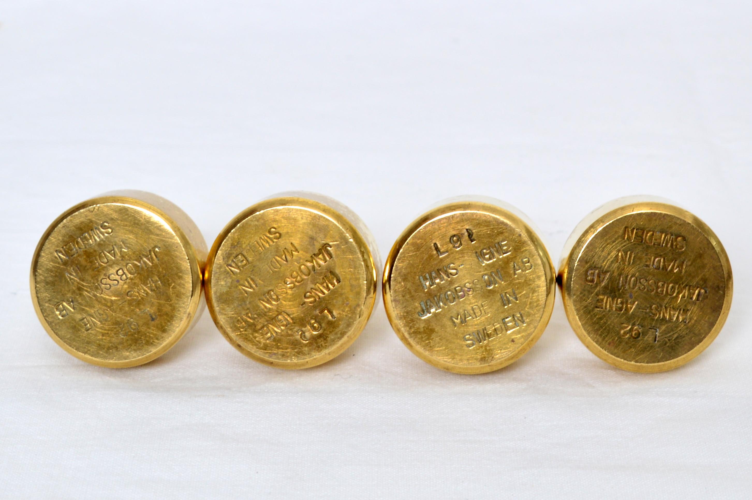 Four Pcs, Hans-Agne Jakobsson Brass Candleholders, 1960s in vendita 1