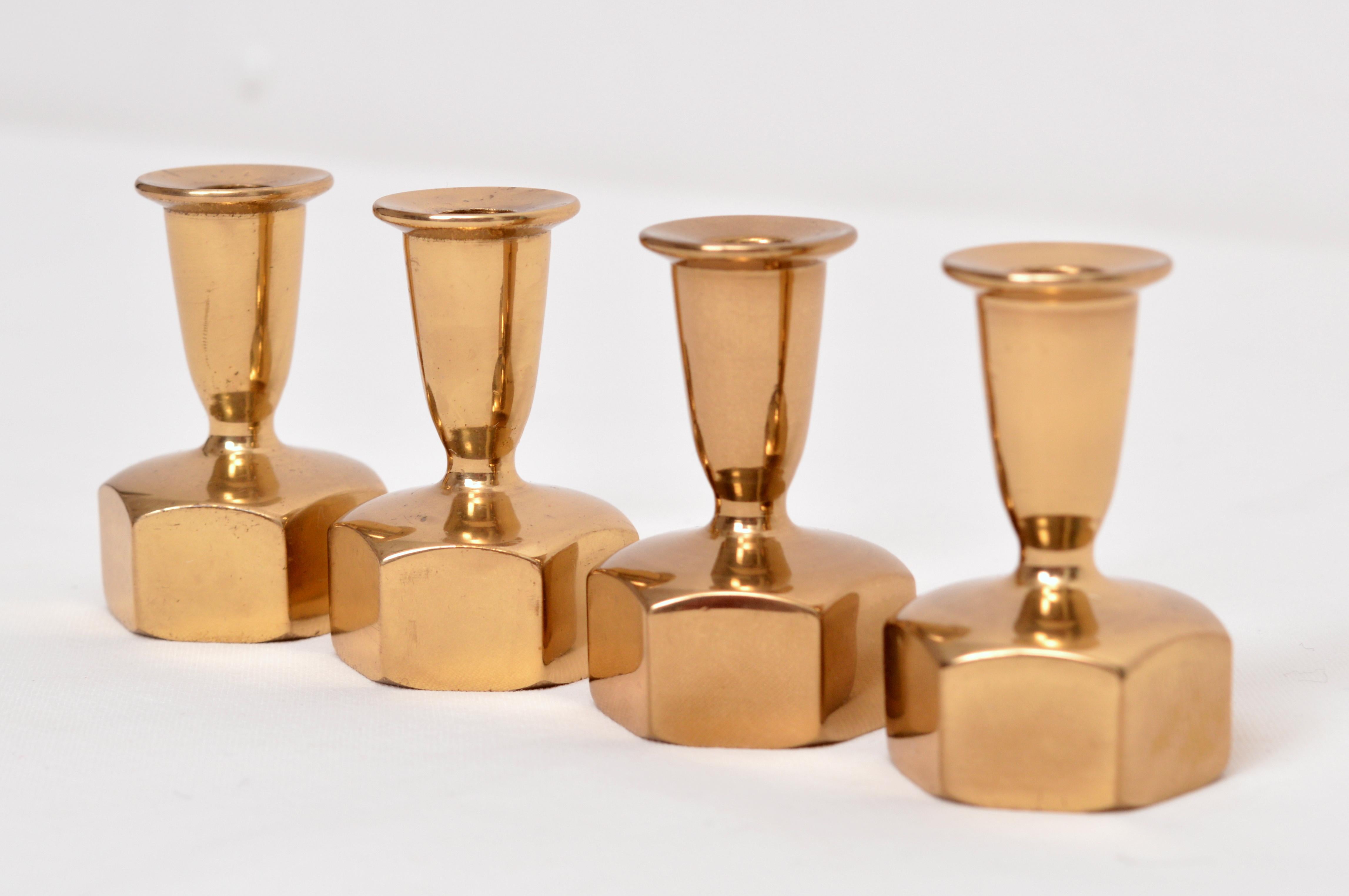 Scandinavian Modern Four Pcs of Hans-Agne Jakobsson Brass Candle Holders, 1960s For Sale