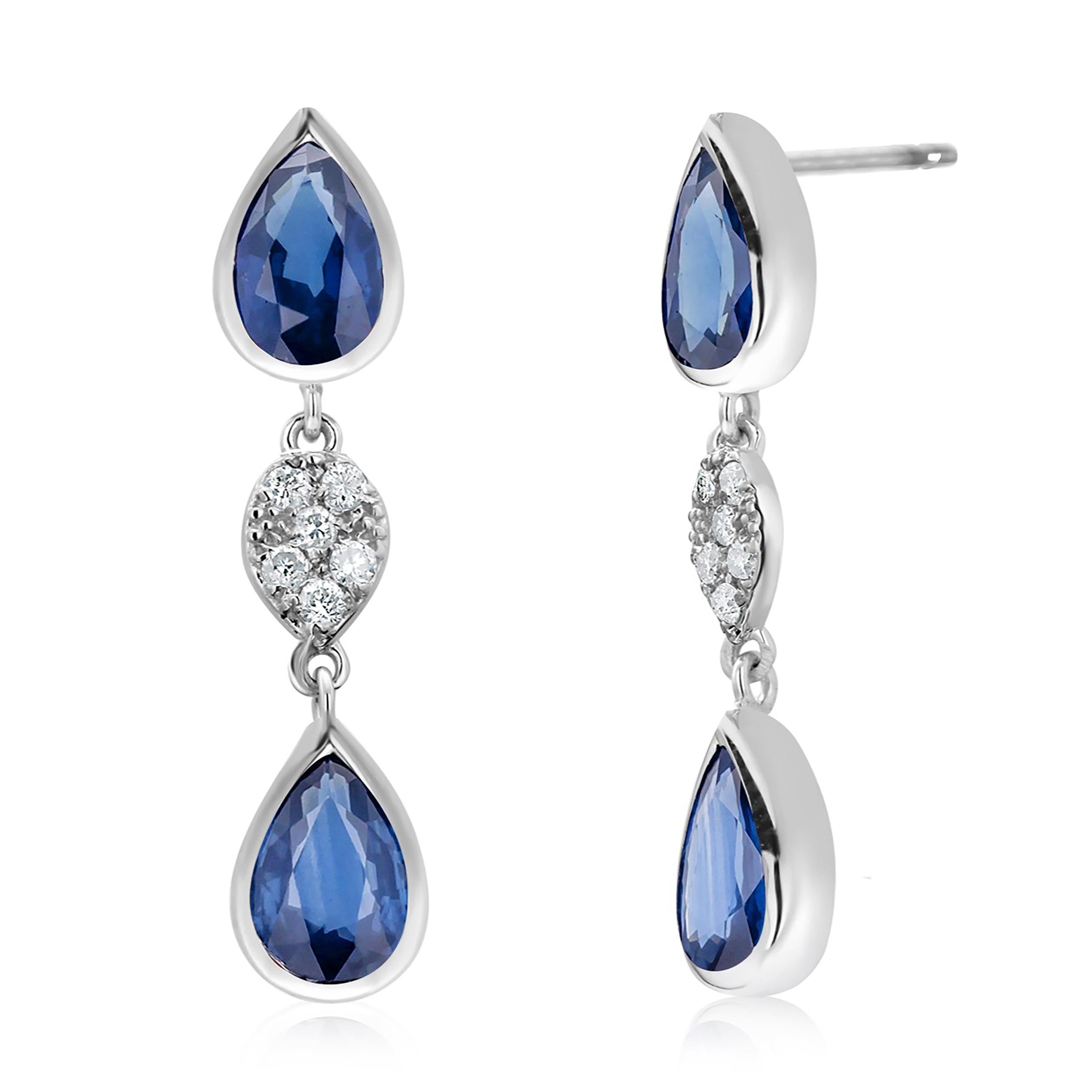 diamond sapphire drop earrings