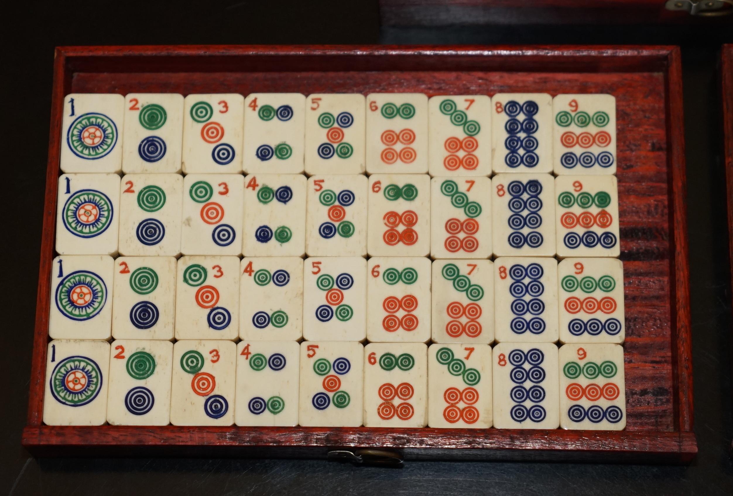 FOUR PERSON ANTIQUE MAHJONG SUITE CIRCA 1920's CHINESE EXPORT PERIOD WITH STAND For Sale 2